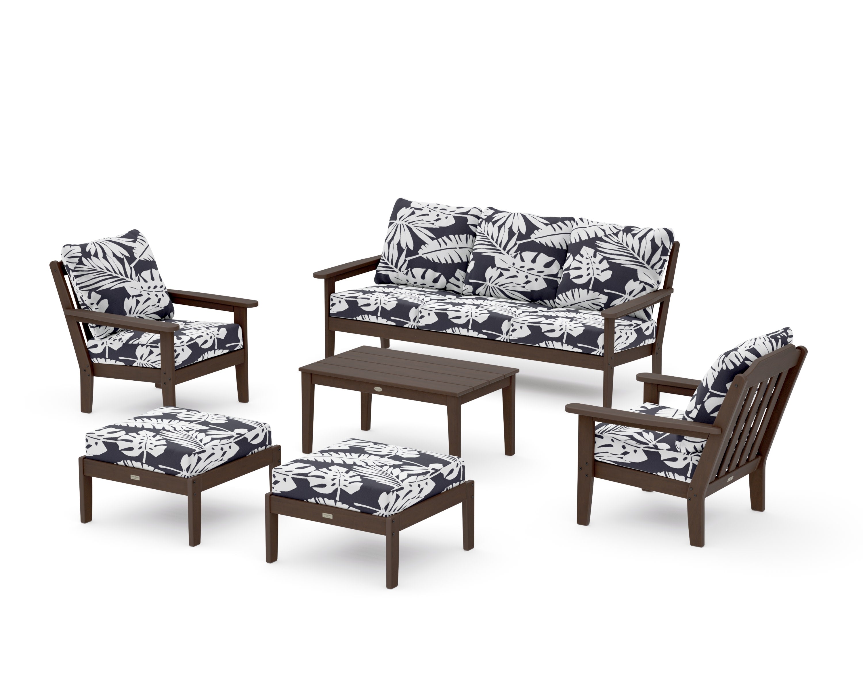 Cottage 6-Piece Lounge Sofa Set in Kona / Leaf Navy