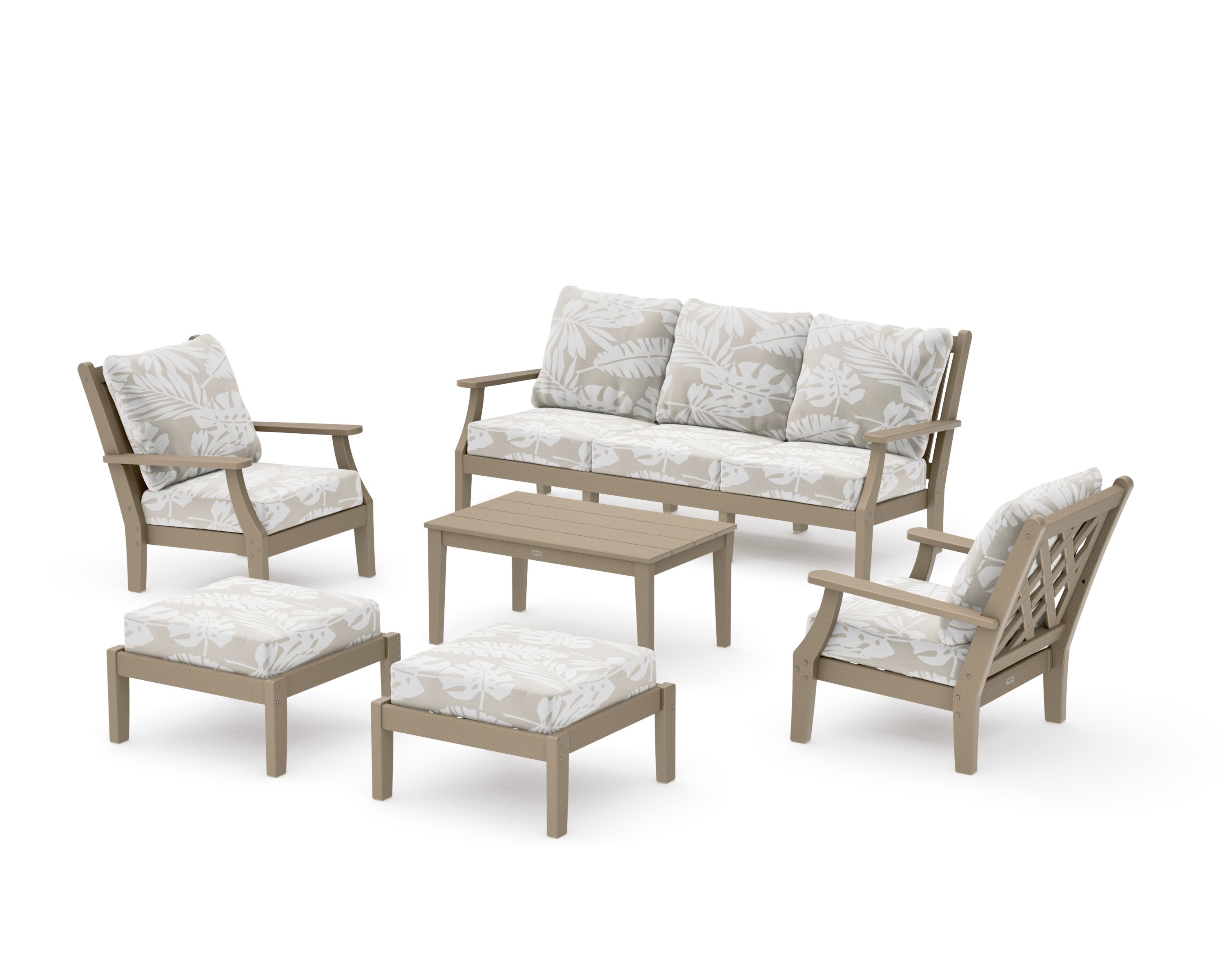 Wovendale 6-Piece Lounge Sofa Set in Vintage Sahara / Leaf Dune Burlap