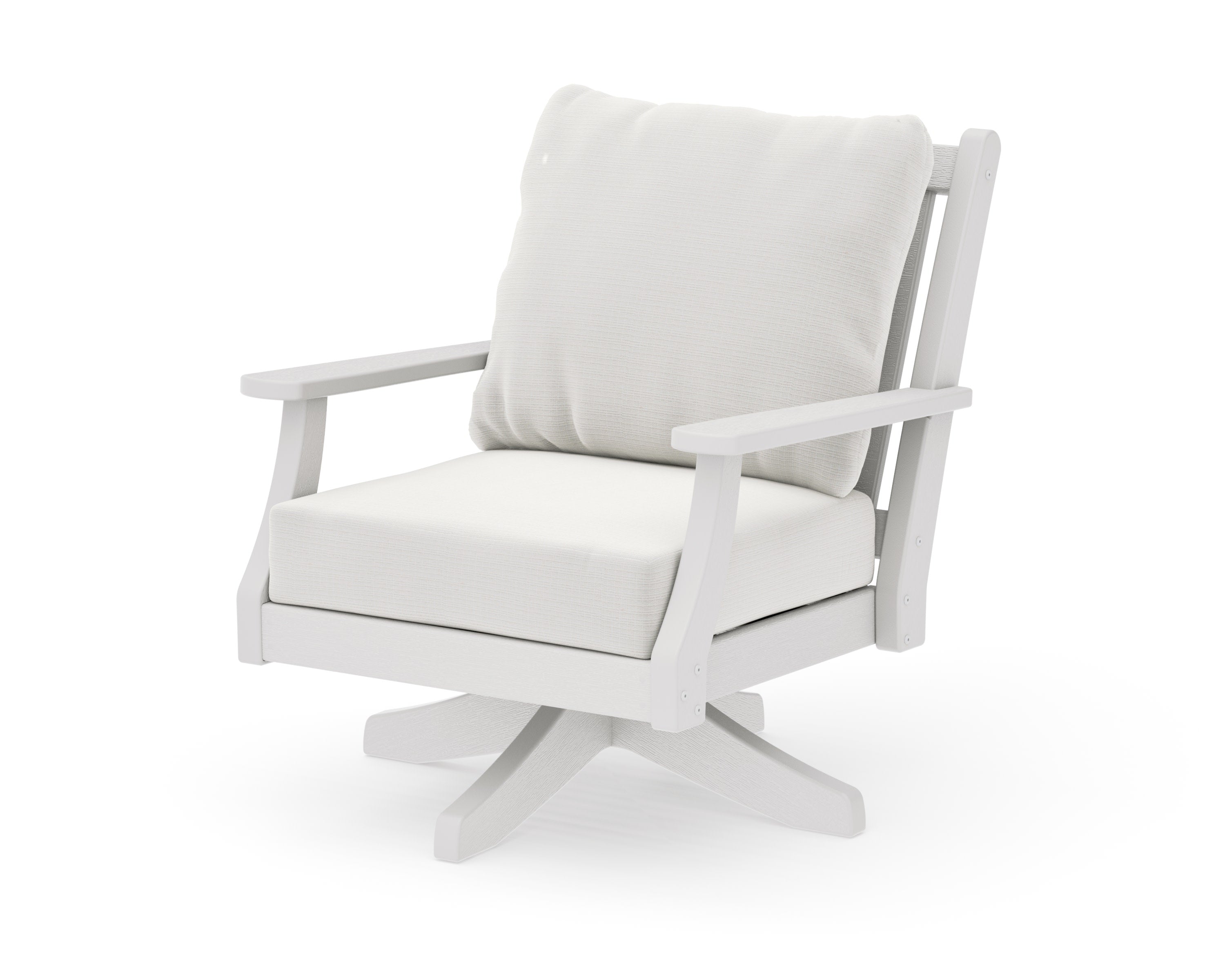 Wovendale Deep Seating Swivel Chair in Vintage White / Natural Linen