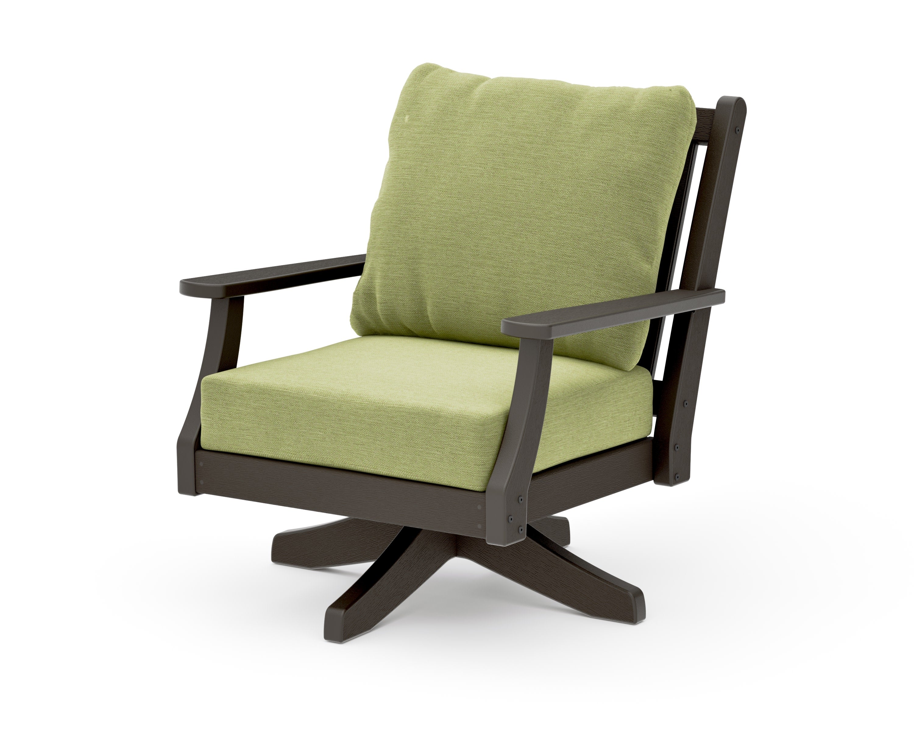 Wovendale Deep Seating Swivel Chair in Vintage Coffee / Chartreuse Boucle