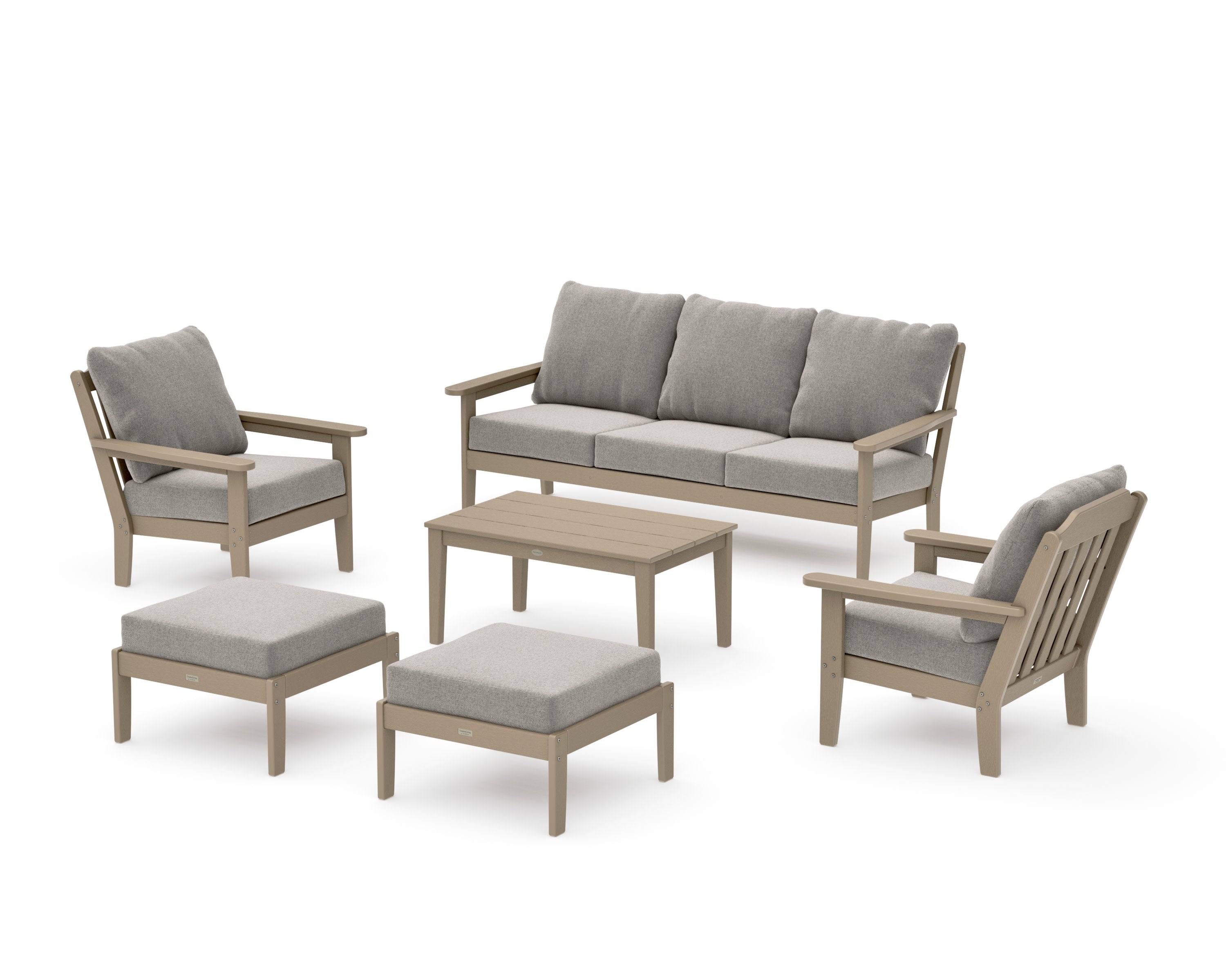 Cottage 6-Piece Lounge Sofa Set in Vintage Sahara / Weathered Tweed