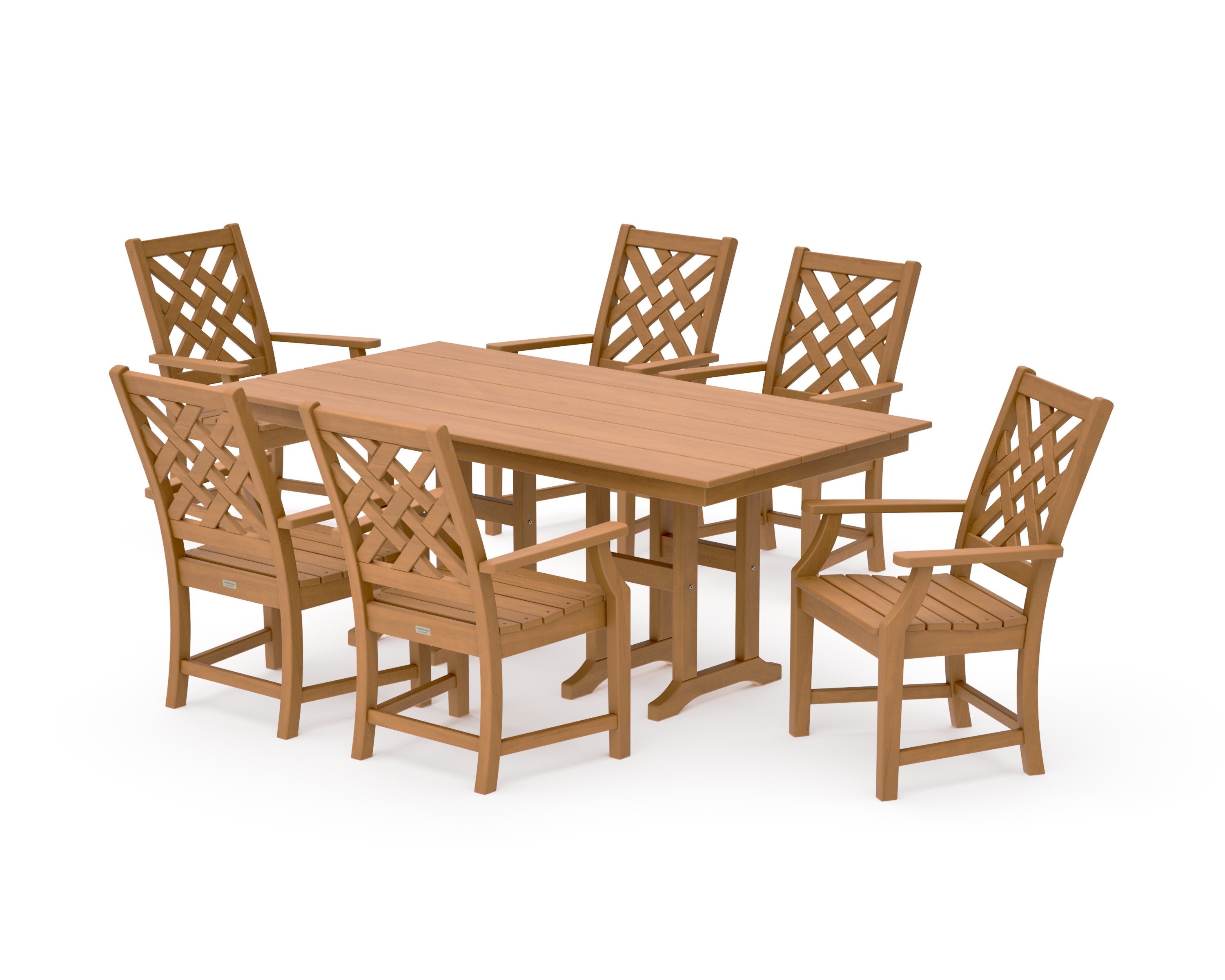 Wovendale Arm Chair 7-Piece Farmhouse Dining Set in Natural