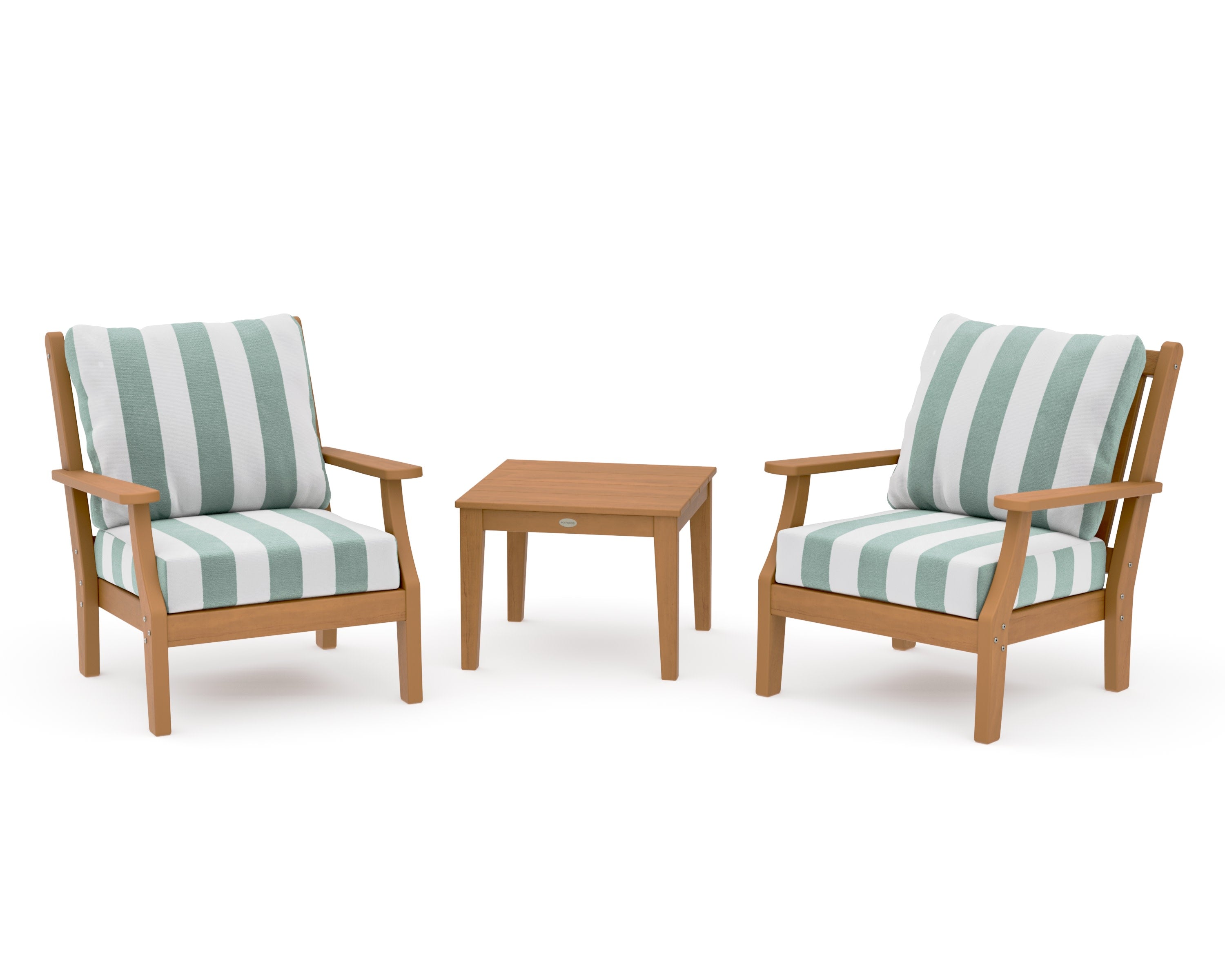 Wovendale 3-Piece Deep Seating Set in Natural / Cabana Stripe Glacier Spa