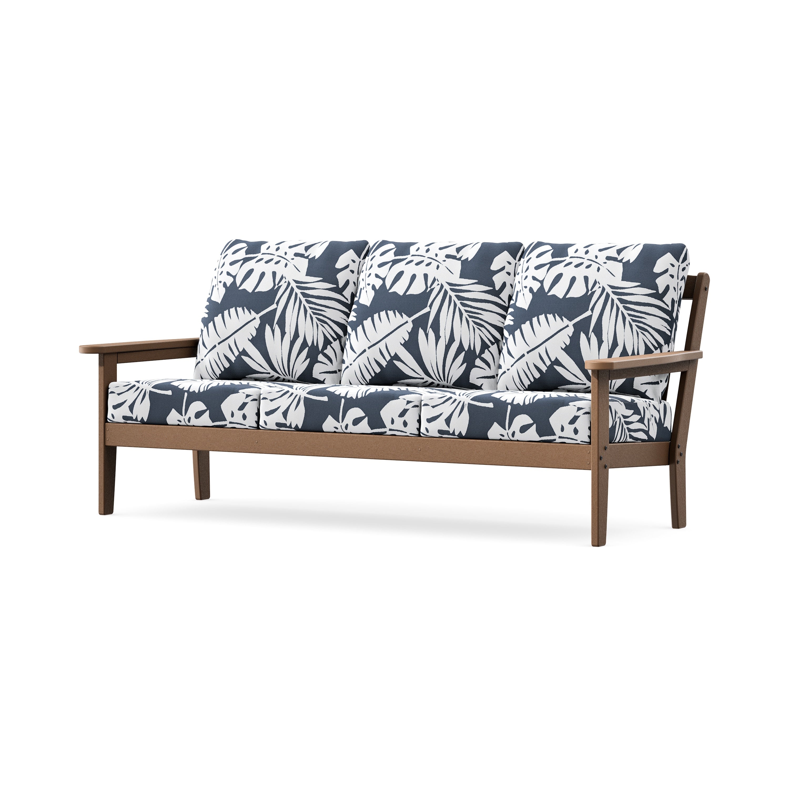 Cottage Deep Seating Sofa in Teak / Leaf Marine Indigo