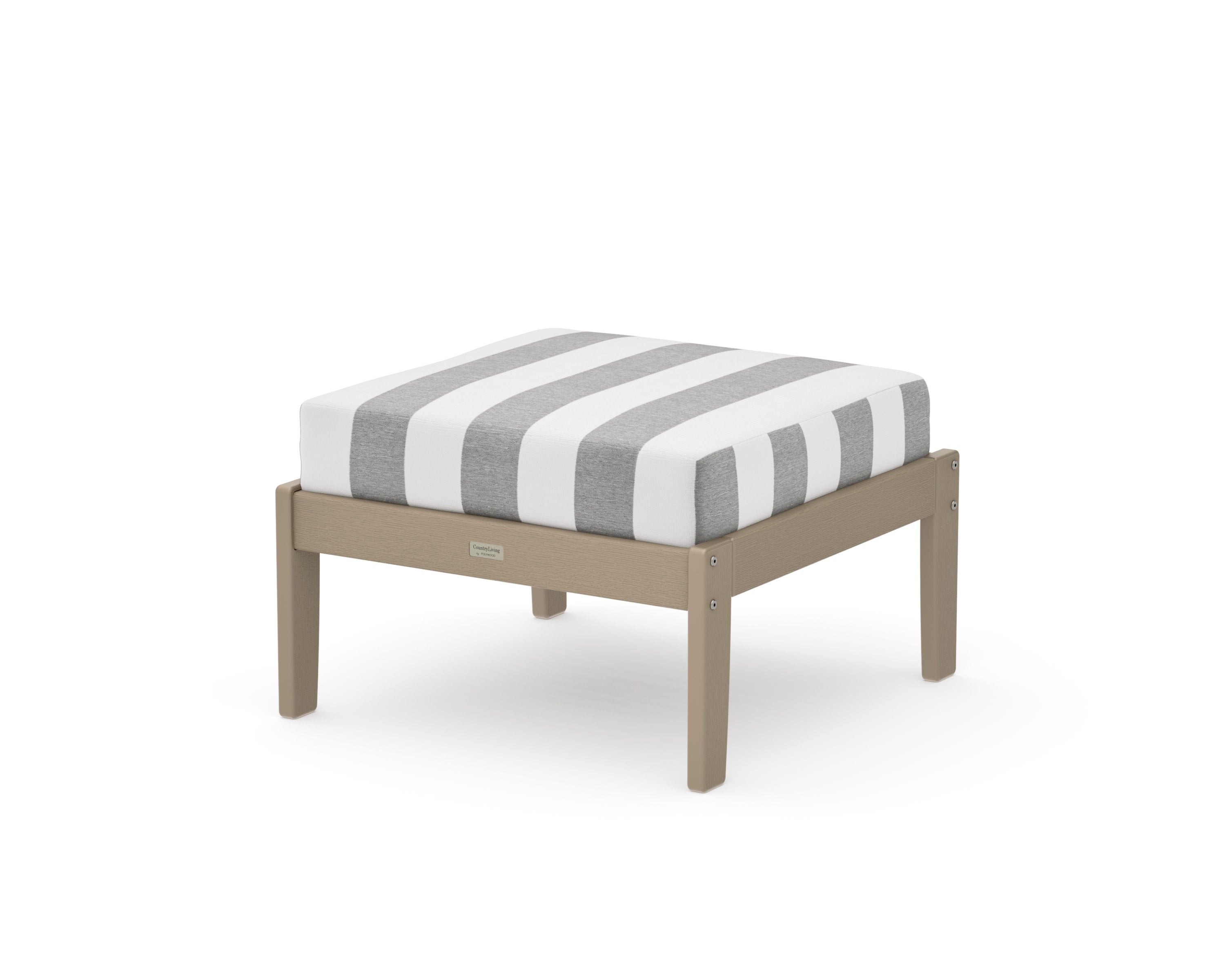Cottage Deep Seating Ottoman in Vintage Sahara / Cabana Stripe Grey Mist