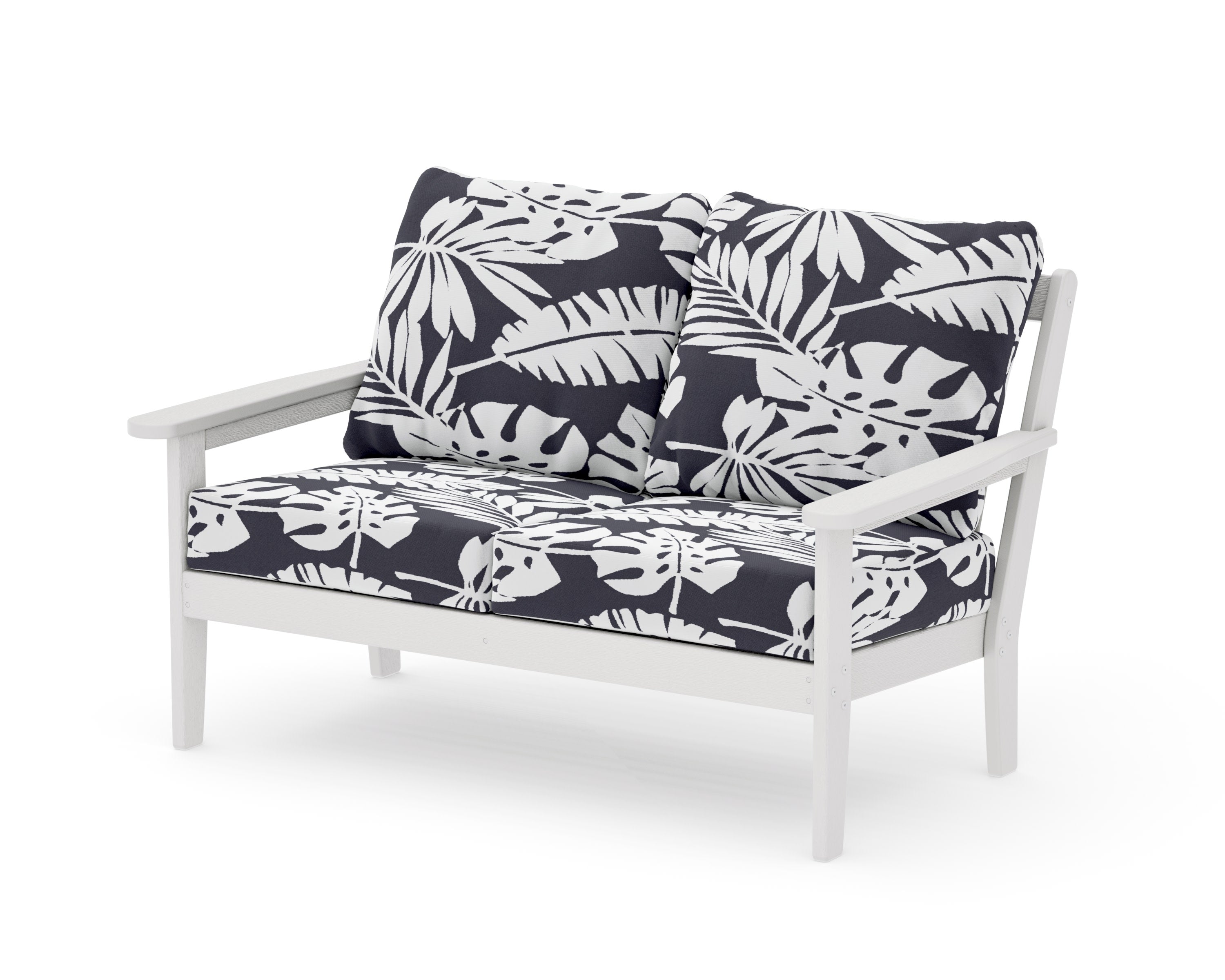 Cottage Deep Seating Loveseat in Vintage White / Leaf Navy