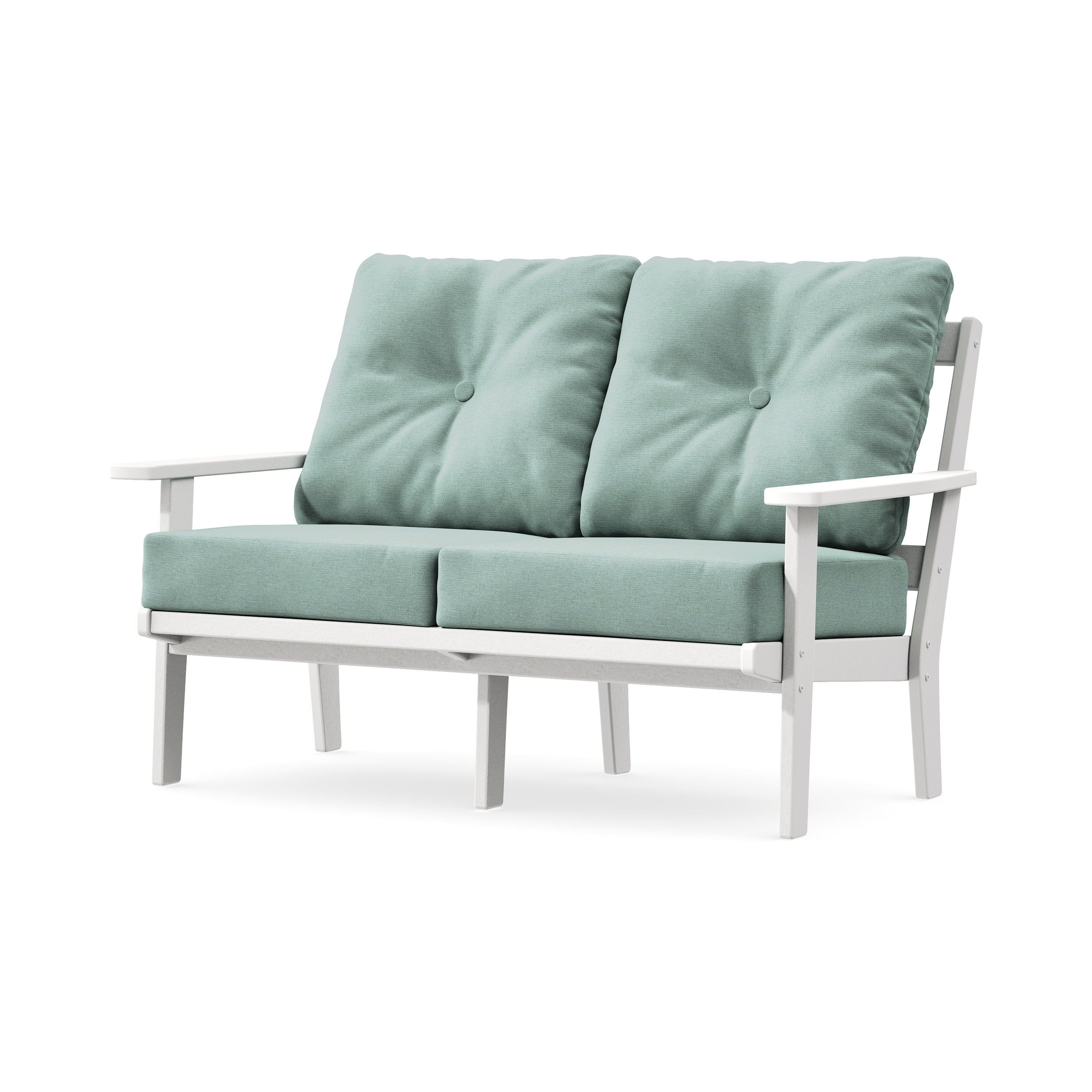 Prairie Deep SeatingLoveseat in White / Glacier Spa