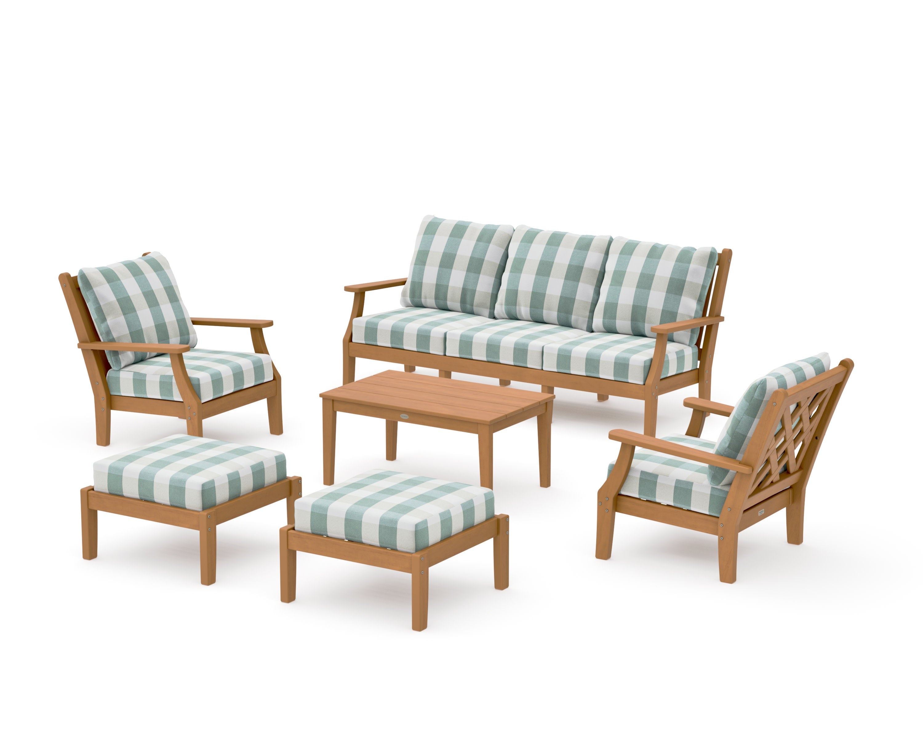 Wovendale 6-Piece Lounge Sofa Set in Natural / Buffalo Plaid Glacier Spa