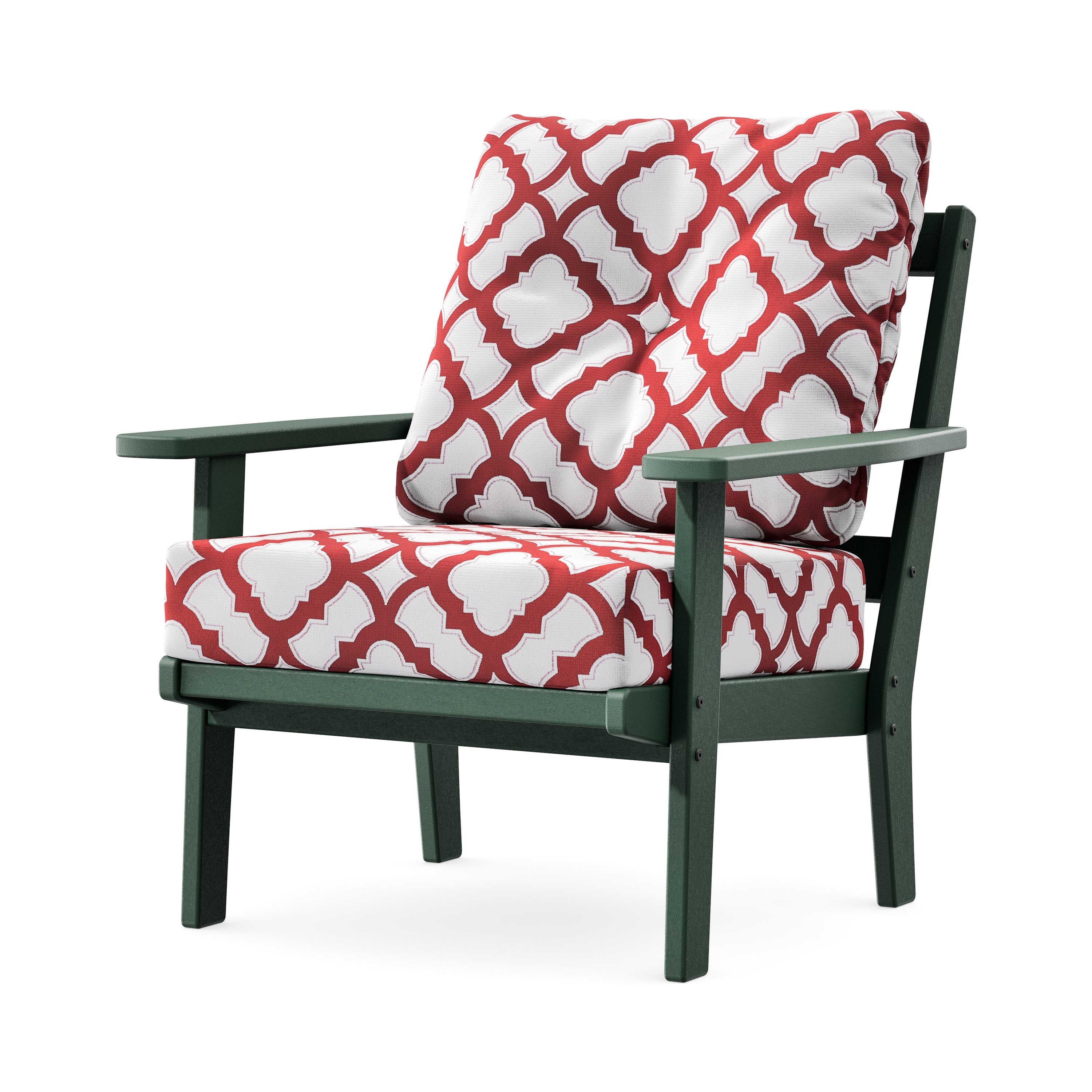 Prairie Deep Seating Chair in Green / Trellis Crimson