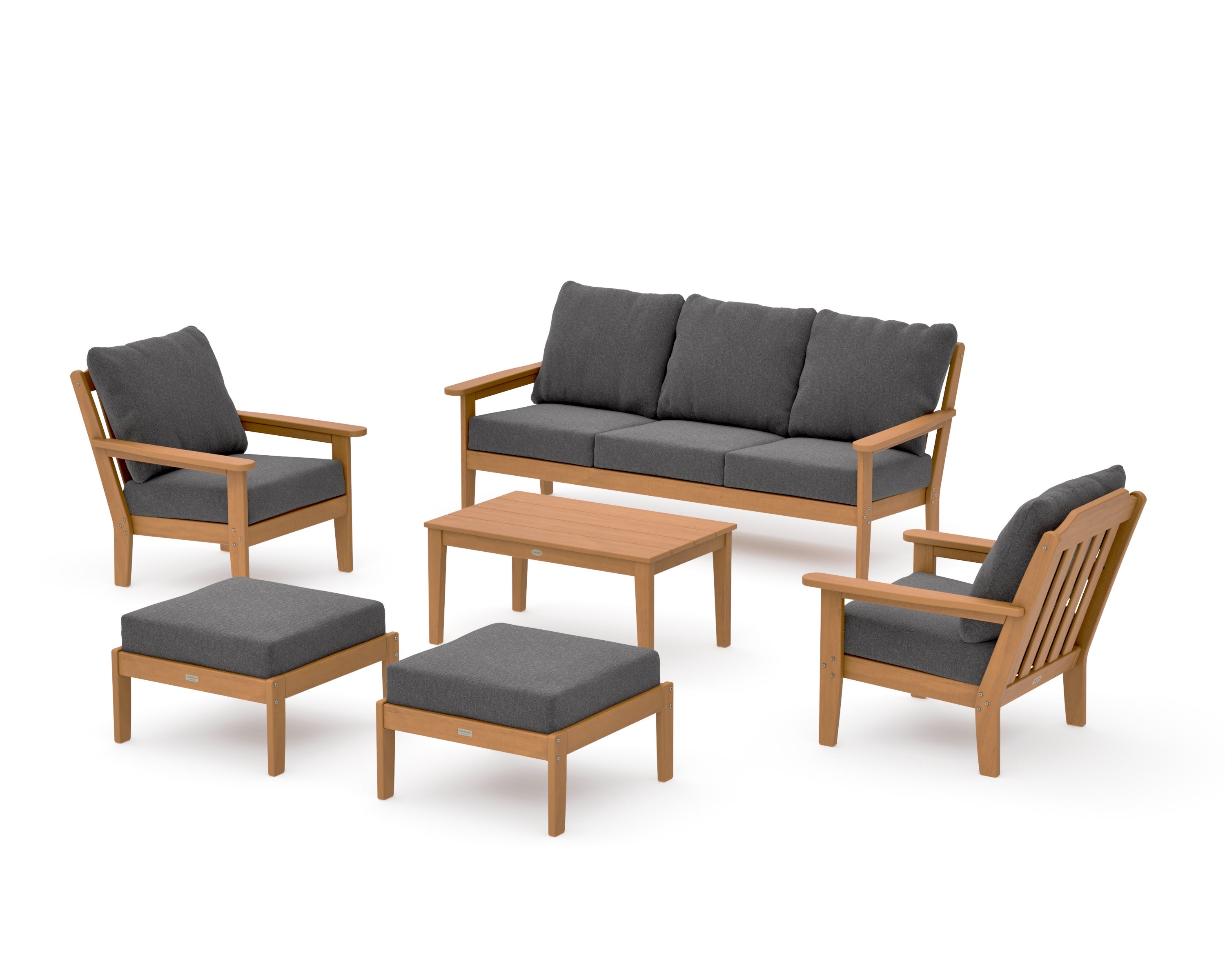 Cottage 6-Piece Lounge Sofa Set in Natural / Ash Charcoal