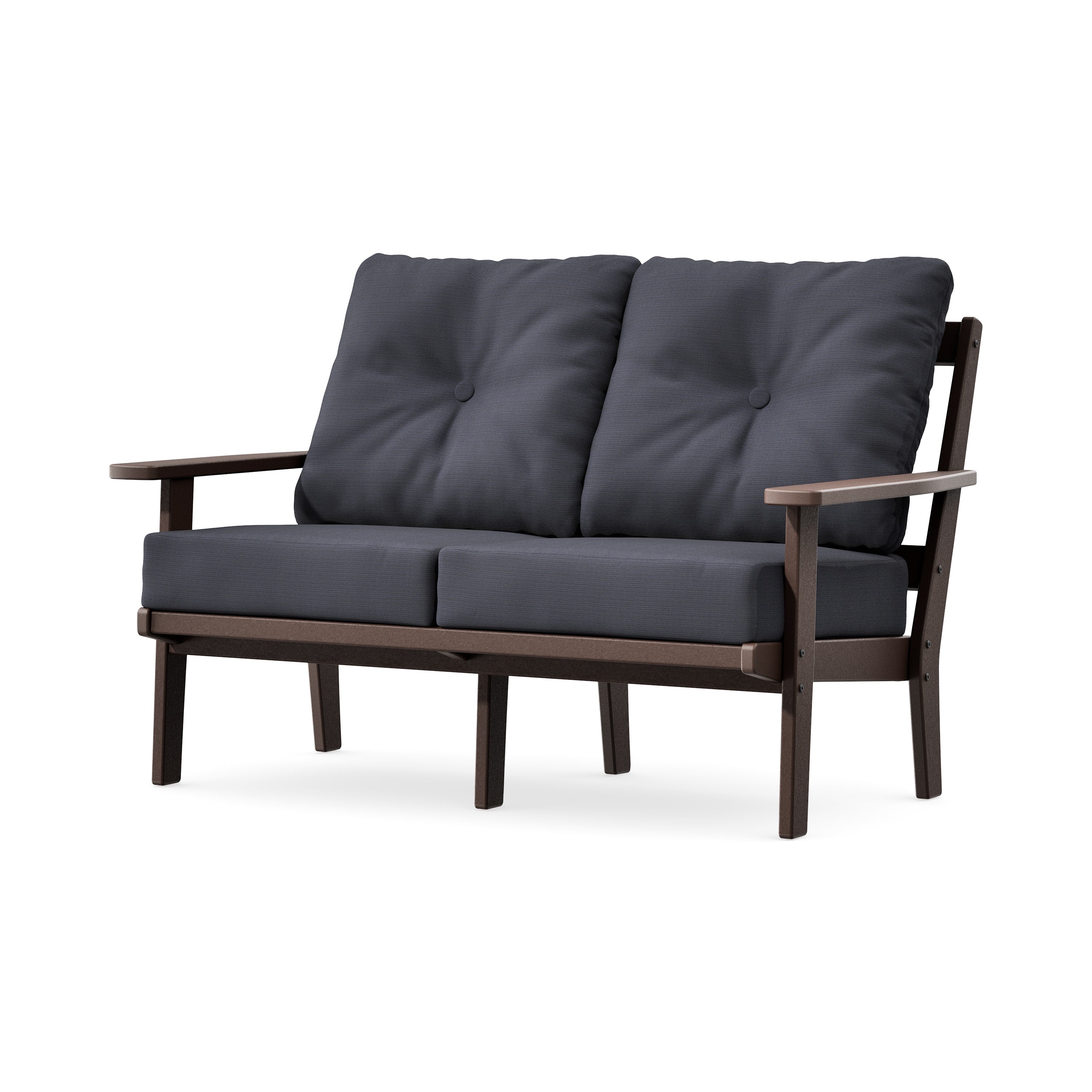 Prairie Deep SeatingLoveseat in Mahogany / Midnight Linen