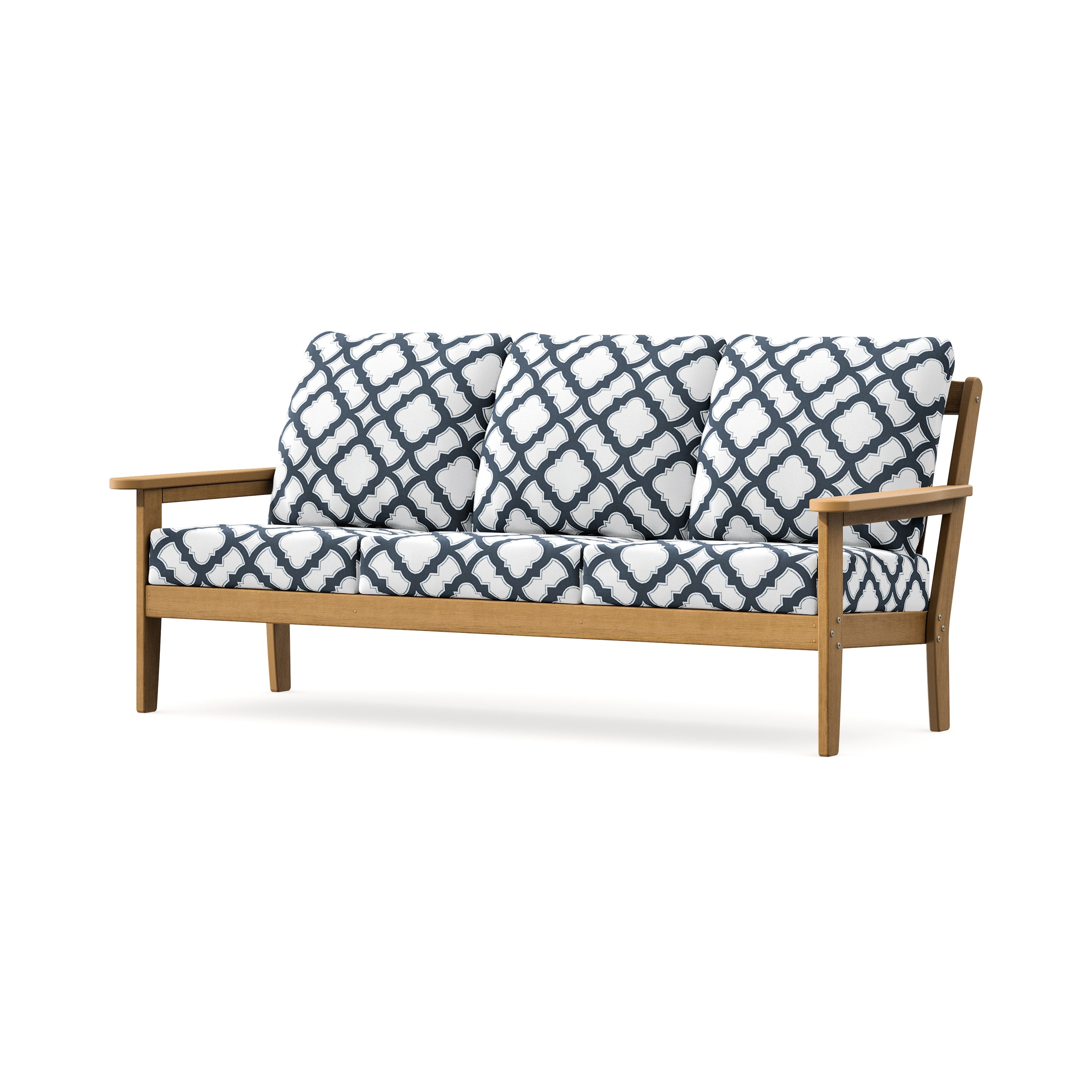 Cottage Deep Seating Sofa in Natural / Trellis Marine Indigo