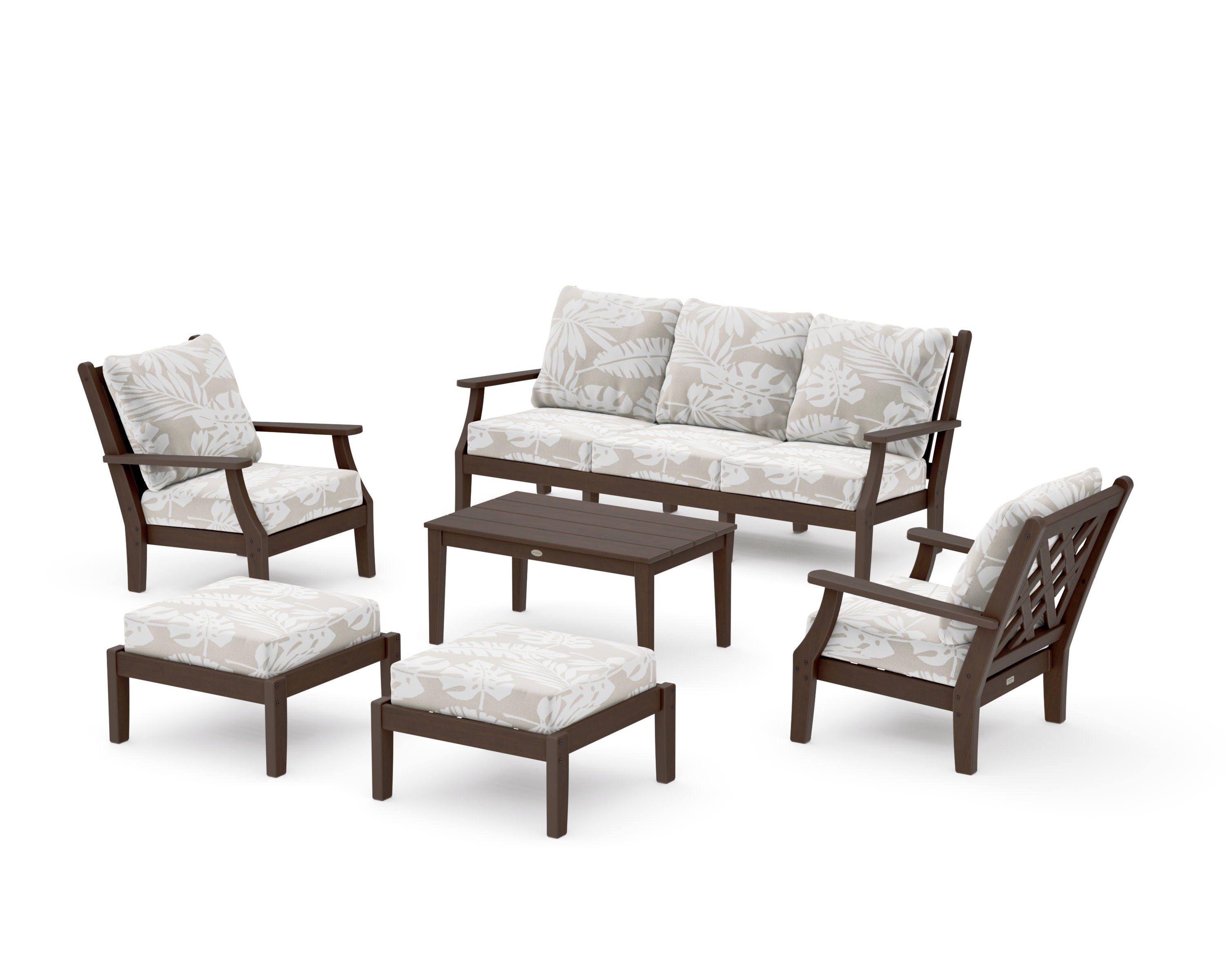 Wovendale 6-Piece Lounge Sofa Set in Kona / Leaf Dune Burlap