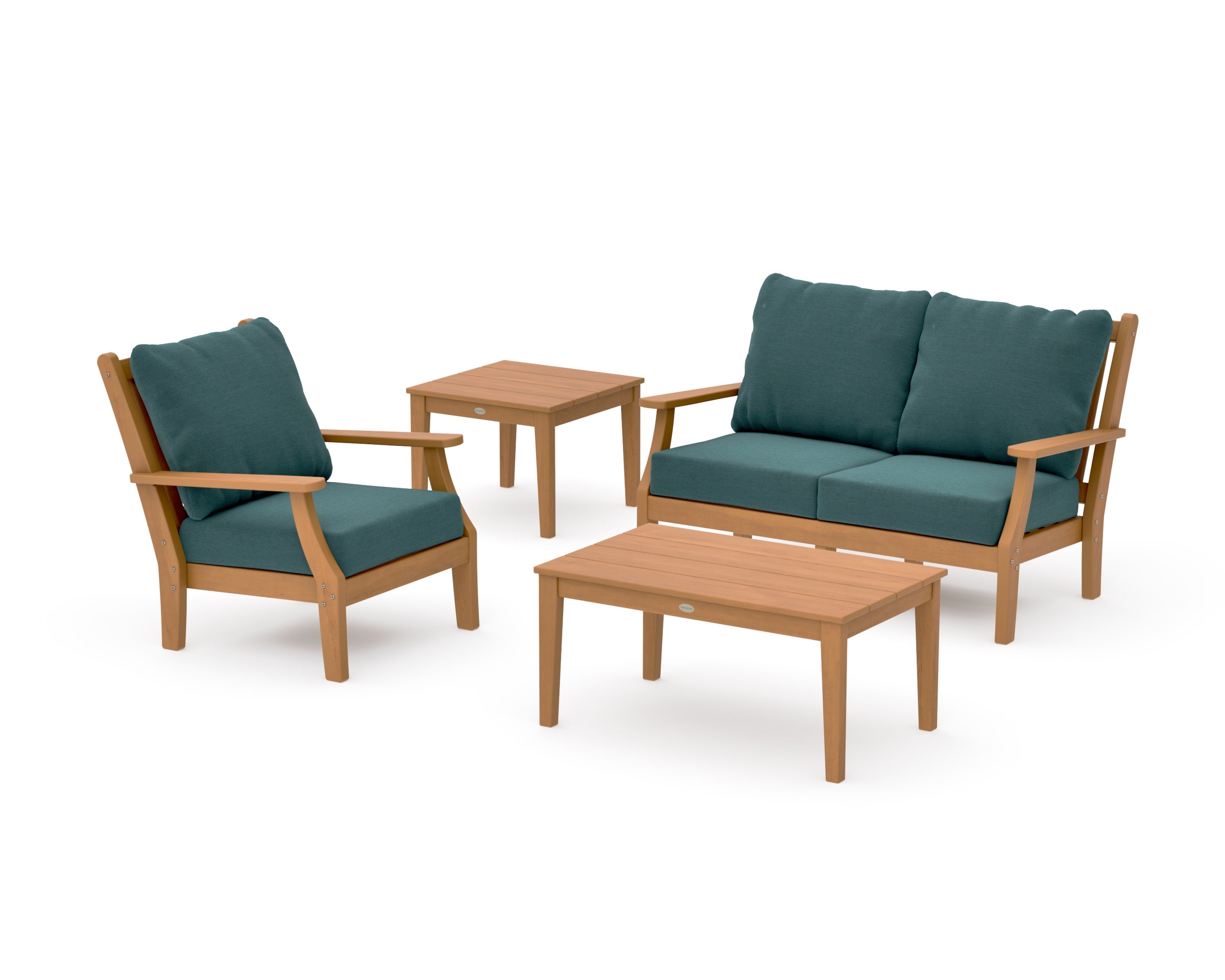 Wovendale 4-Piece Deep Seating Set in Natural / Ocean Teal