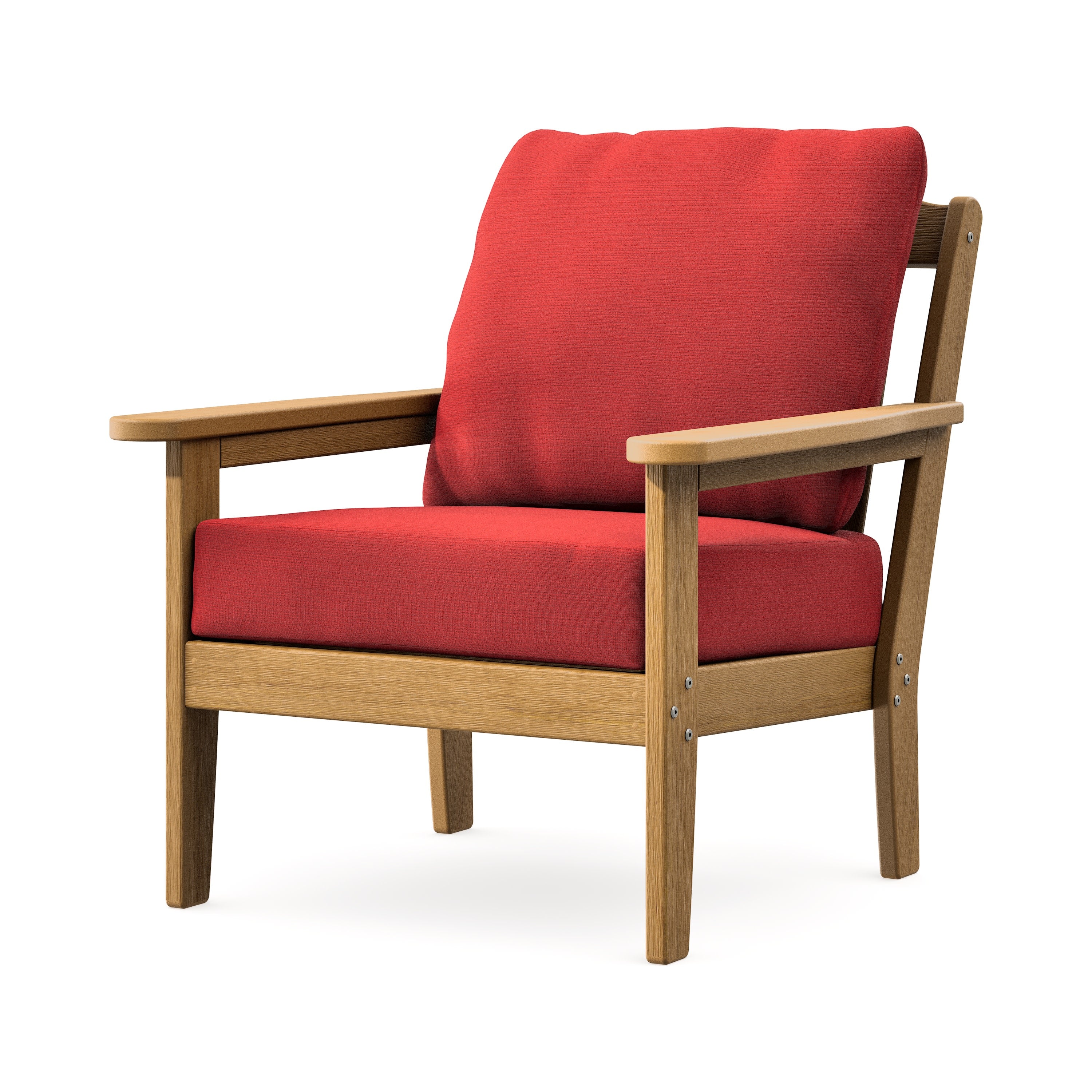Cottage Deep Seating Chair in Natural / Crimson Linen