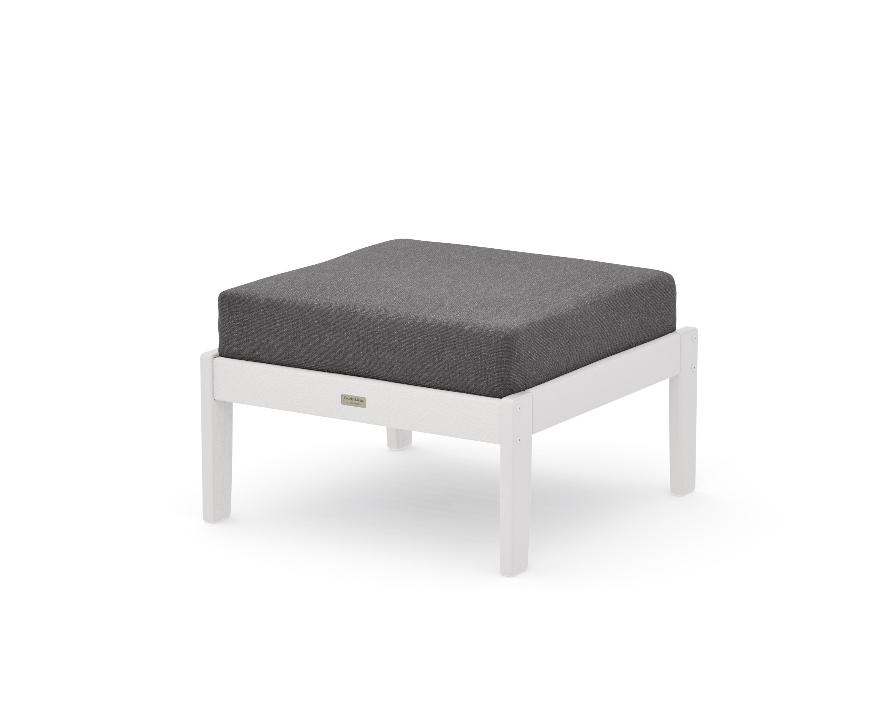 Cottage Deep Seating Ottoman in Vintage White / Ash Charcoal
