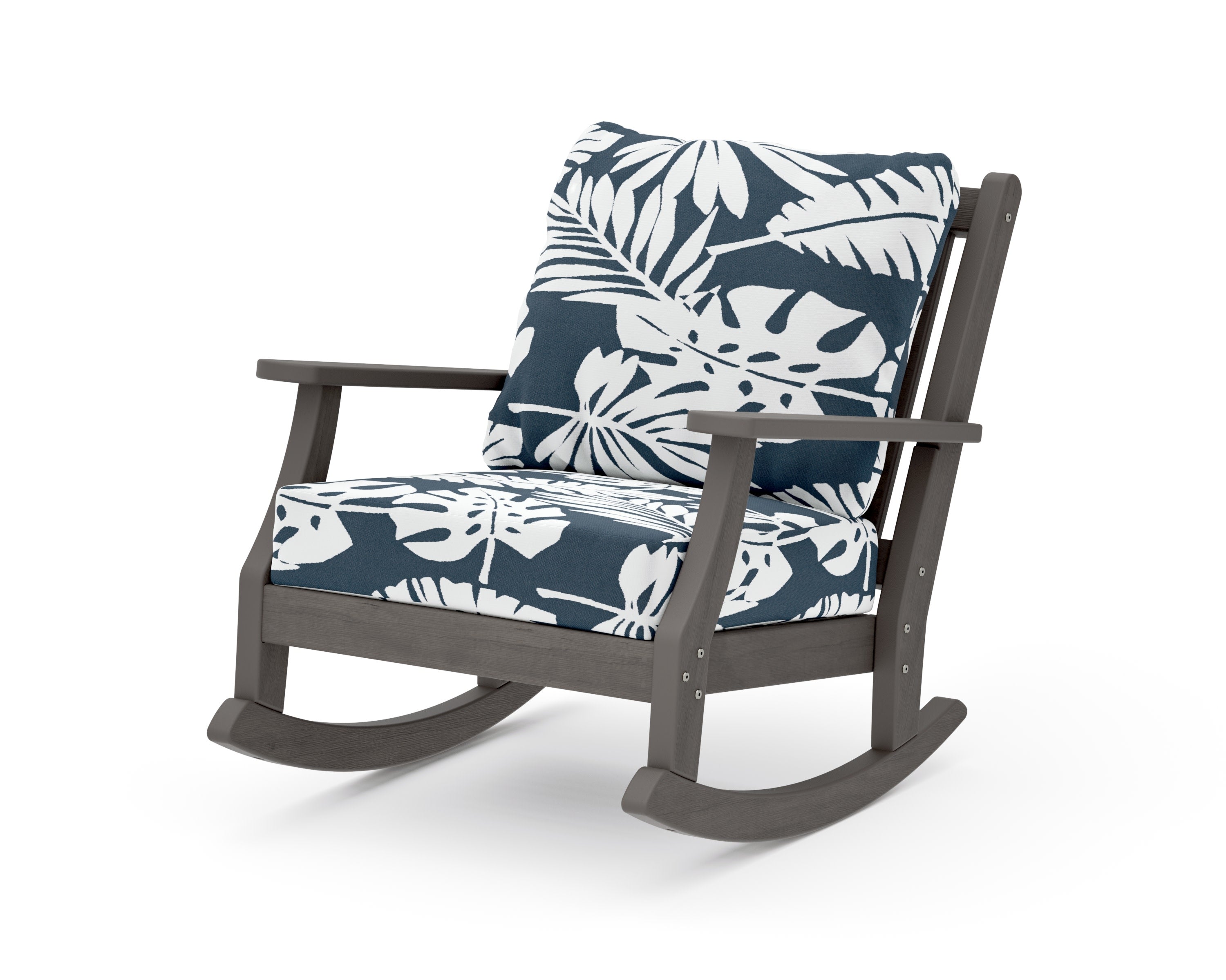 Wovendale Deep Seating Rocking Chair in Driftwood / Leaf Marine Indigo