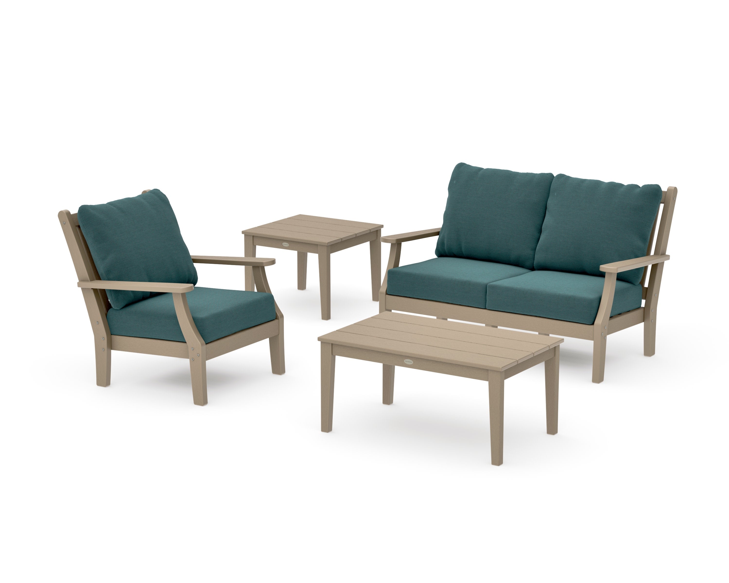 Wovendale 4-Piece Deep Seating Set in Vintage Sahara / Ocean Teal