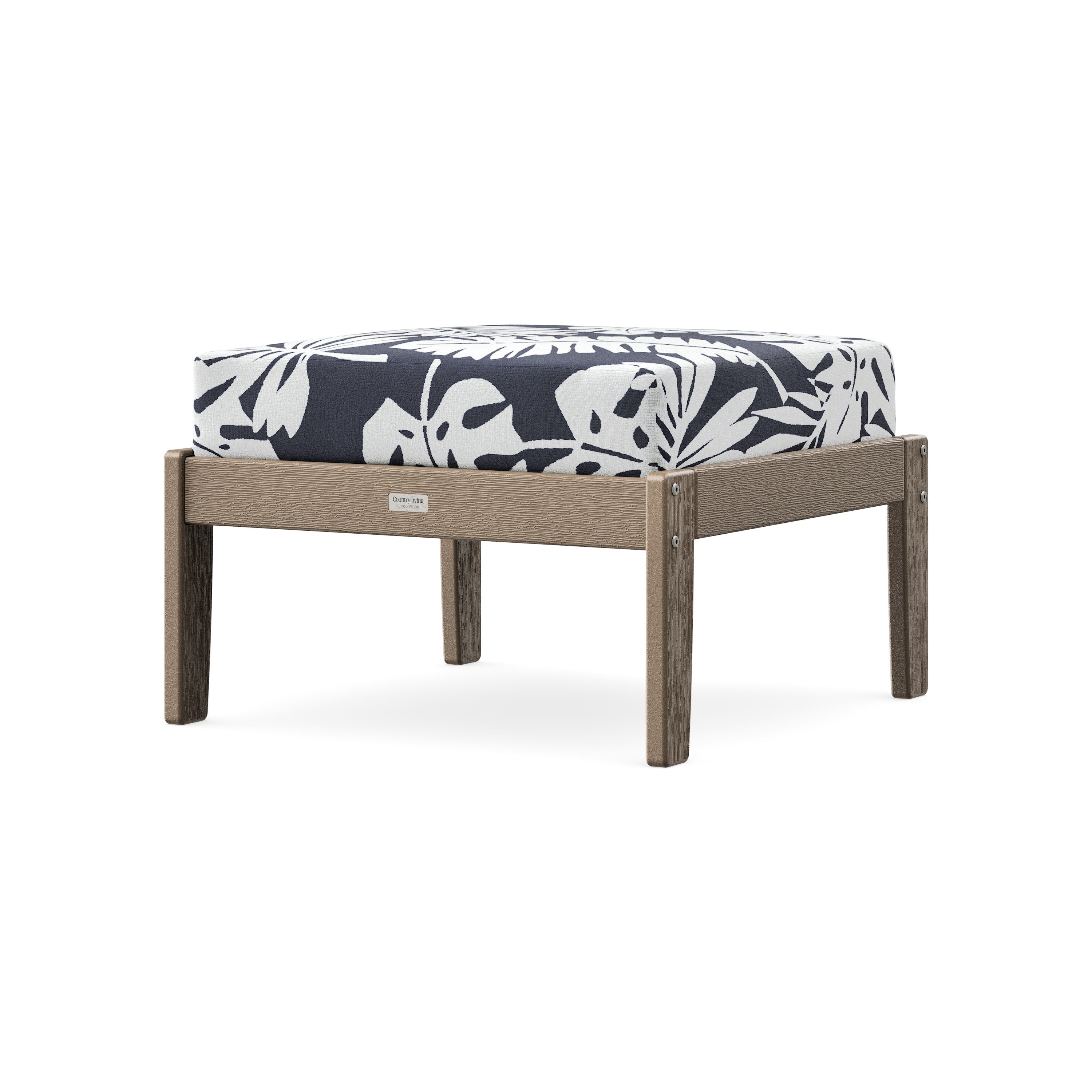 Cottage Deep Seating Ottoman in Vintage Sahara / Leaf Navy