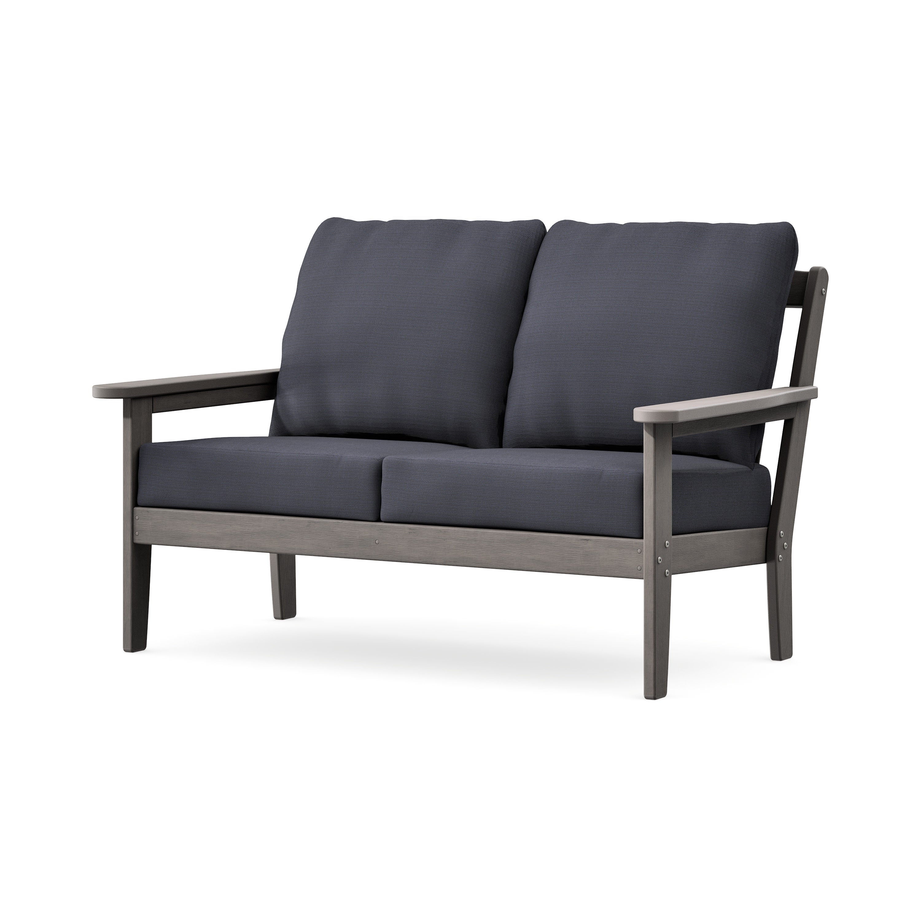 Cottage Deep Seating Loveseat in Driftwood / Midnight Linen