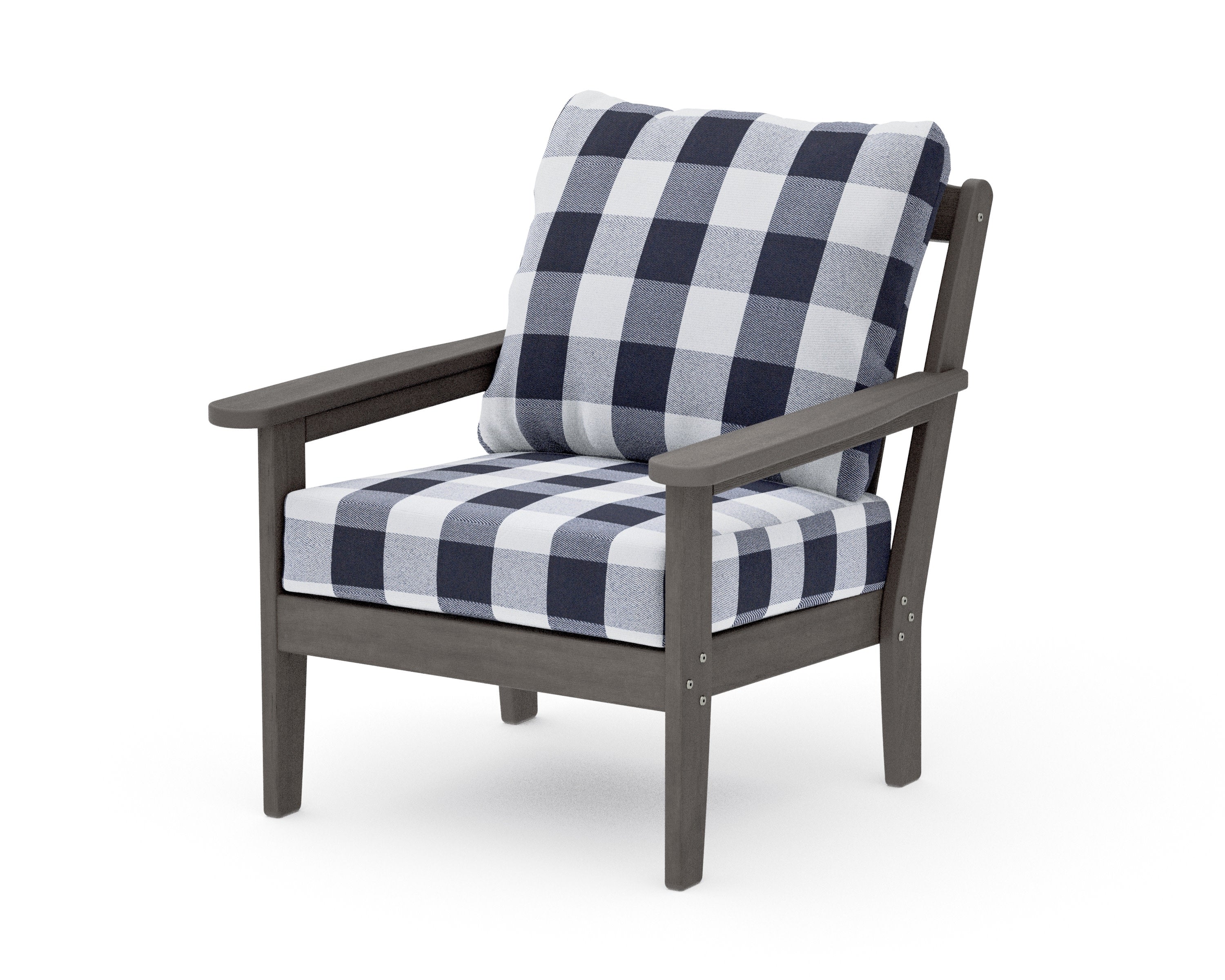 Cottage Deep Seating Chair in Driftwood / Buffalo Plaid Navy