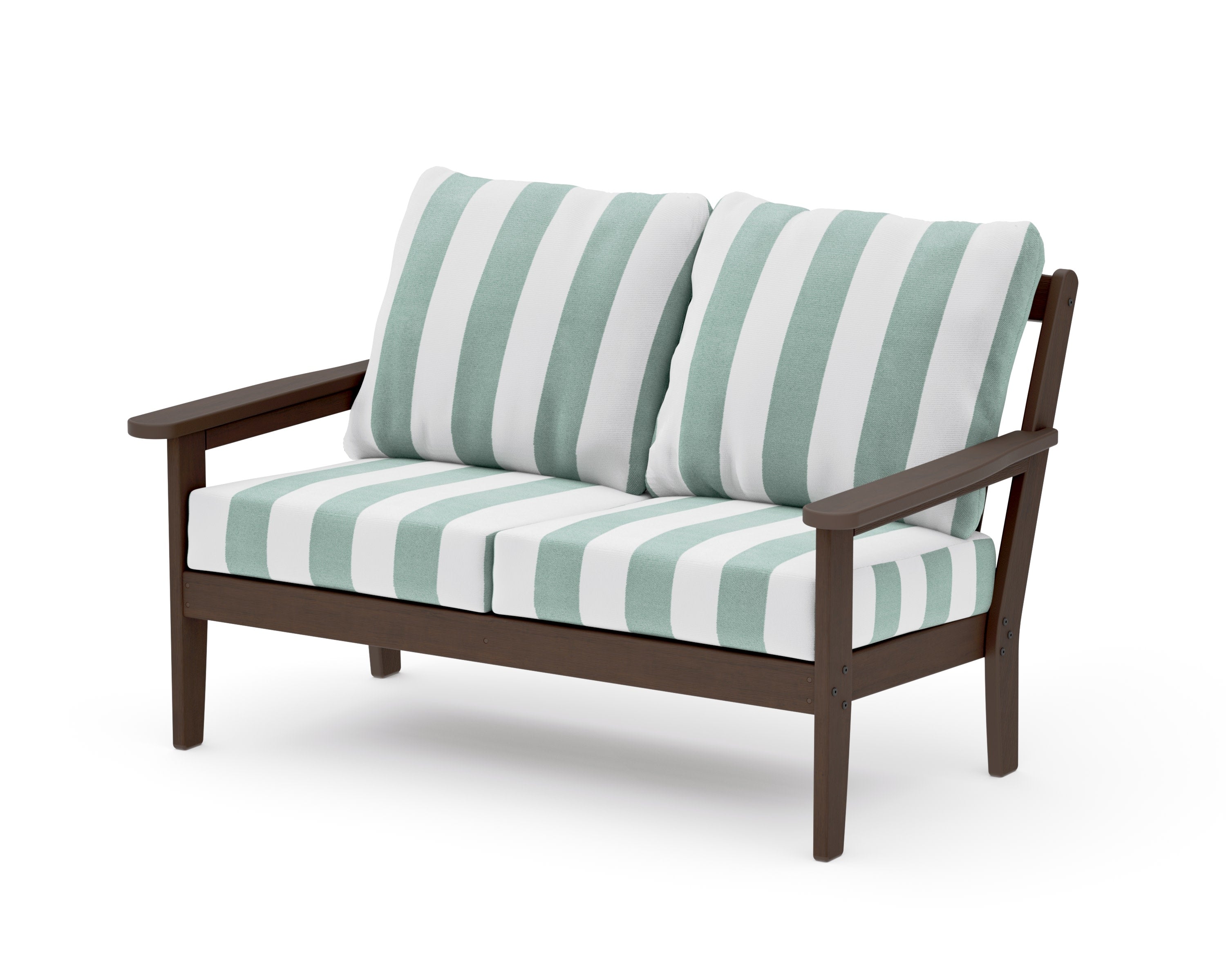 Cottage Deep Seating Loveseat in Kona / Cabana Stripe Glacier Spa