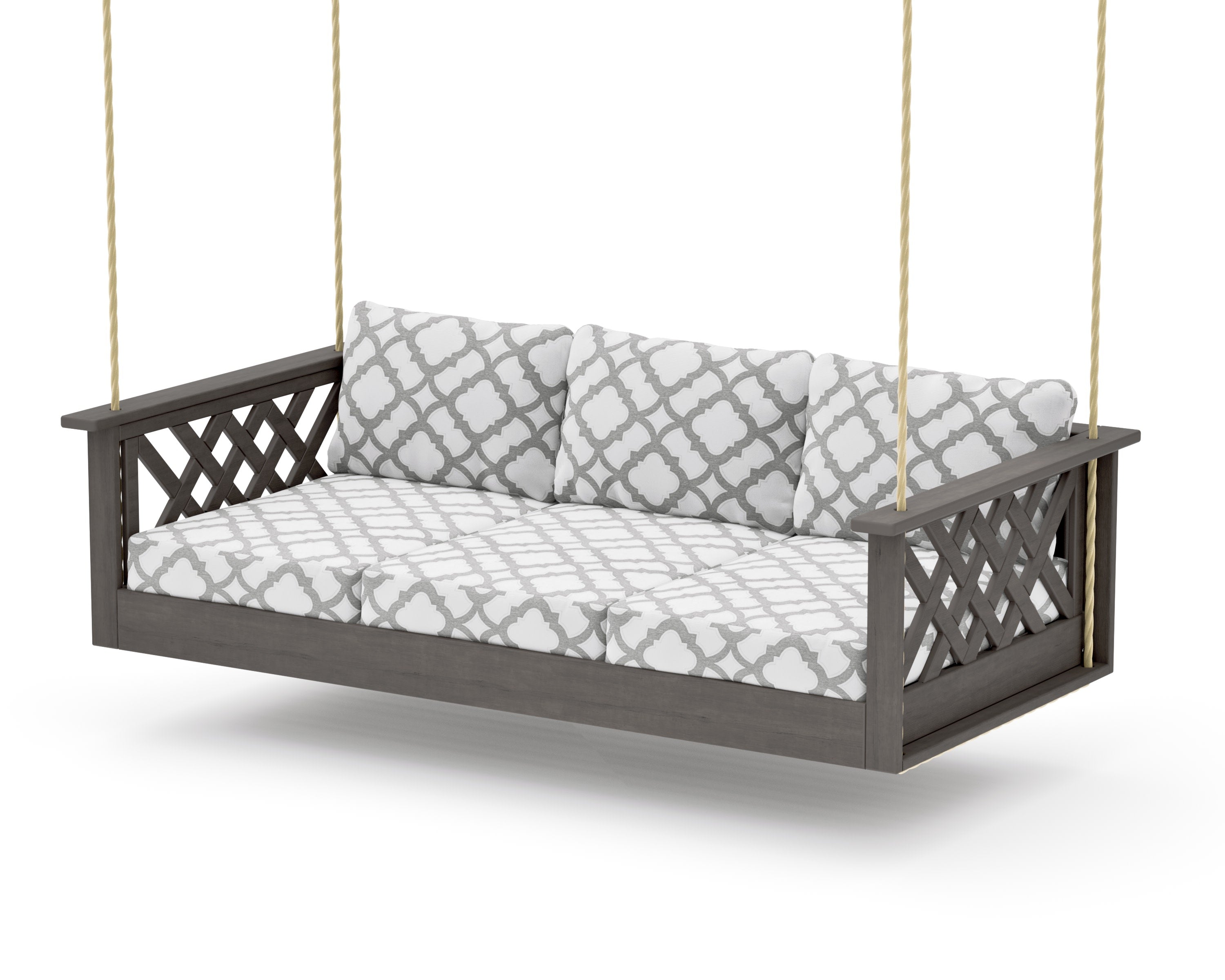 Wovendale Daybed Swing in Driftwood / Trellis Grey Mist
