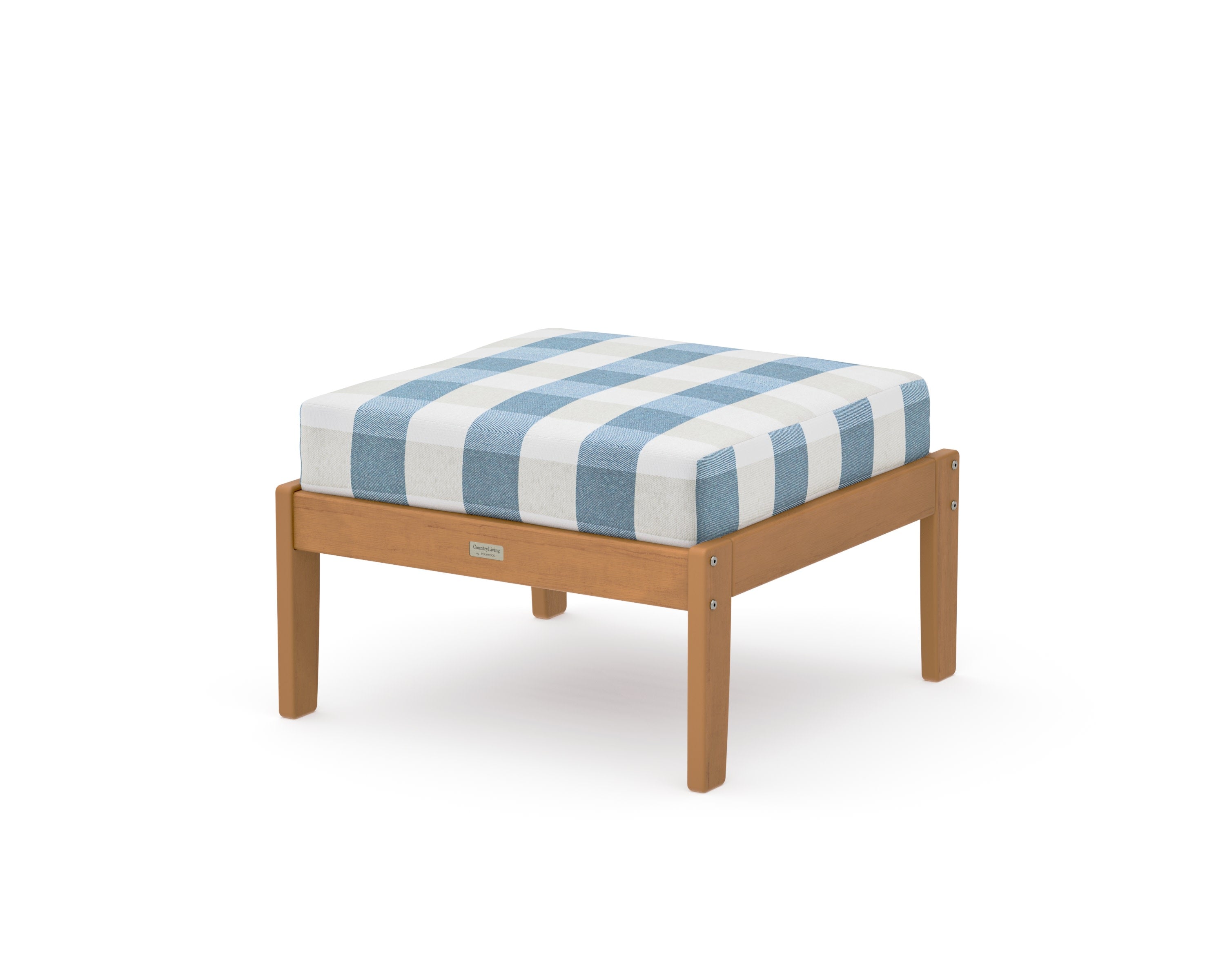 Cottage Deep Seating Ottoman in Natural / Buffalo Plaid Sky Blue