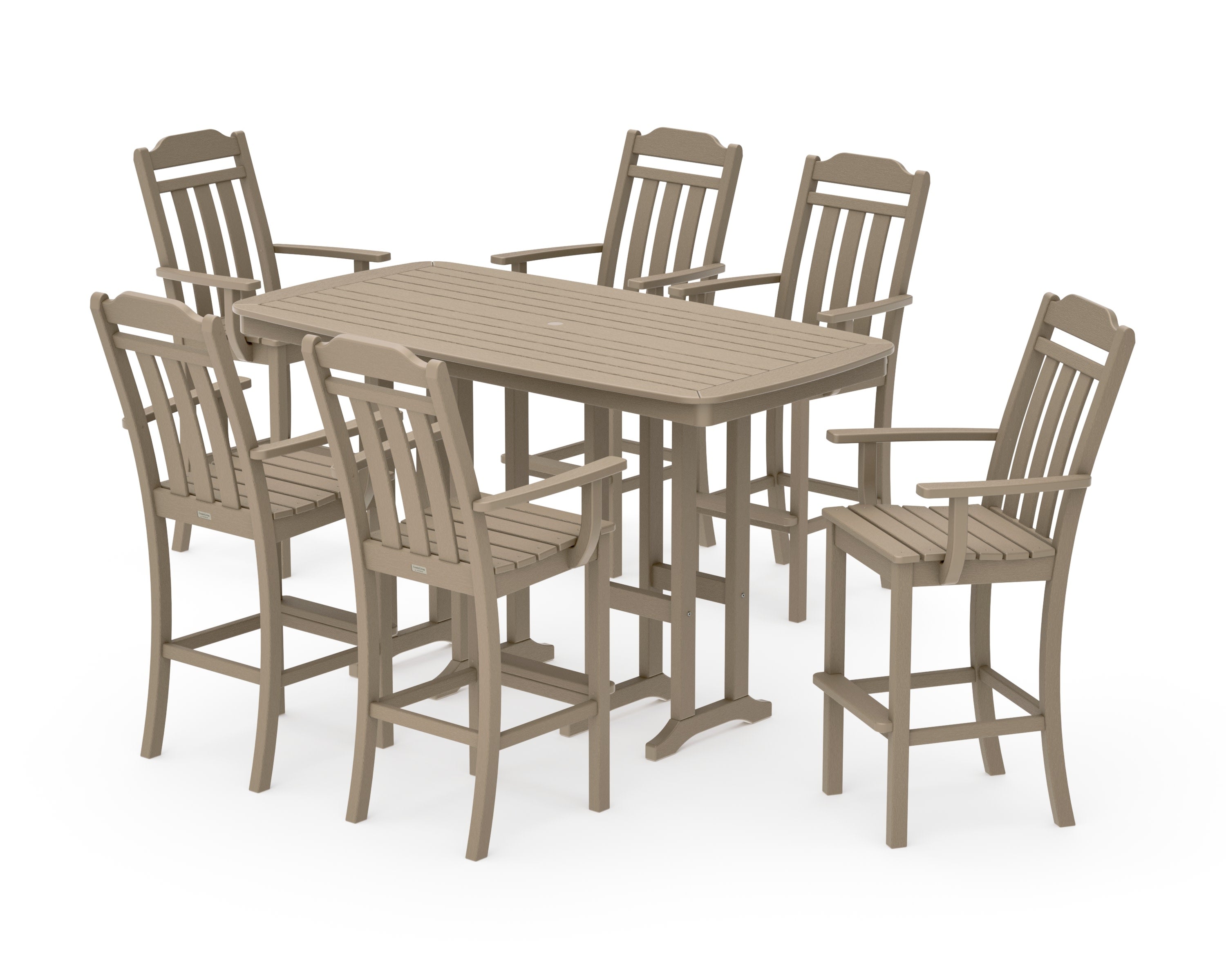 Cottage Arm Chair 7-Piece Bar Set in Vintage Sahara