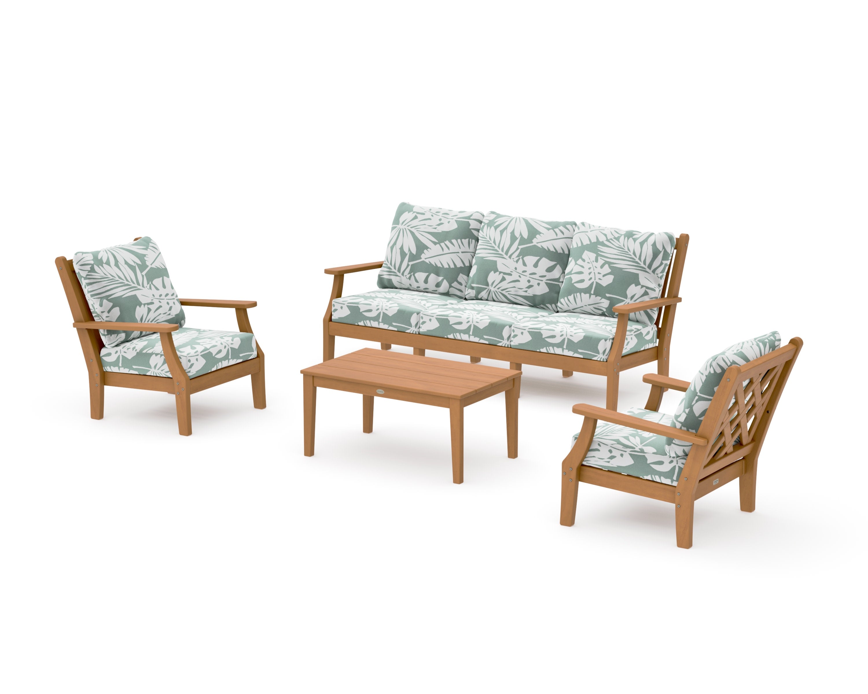 Wovendale 4-Piece Deep Seating Set with Sofa in Natural / Leaf Glacier Spa
