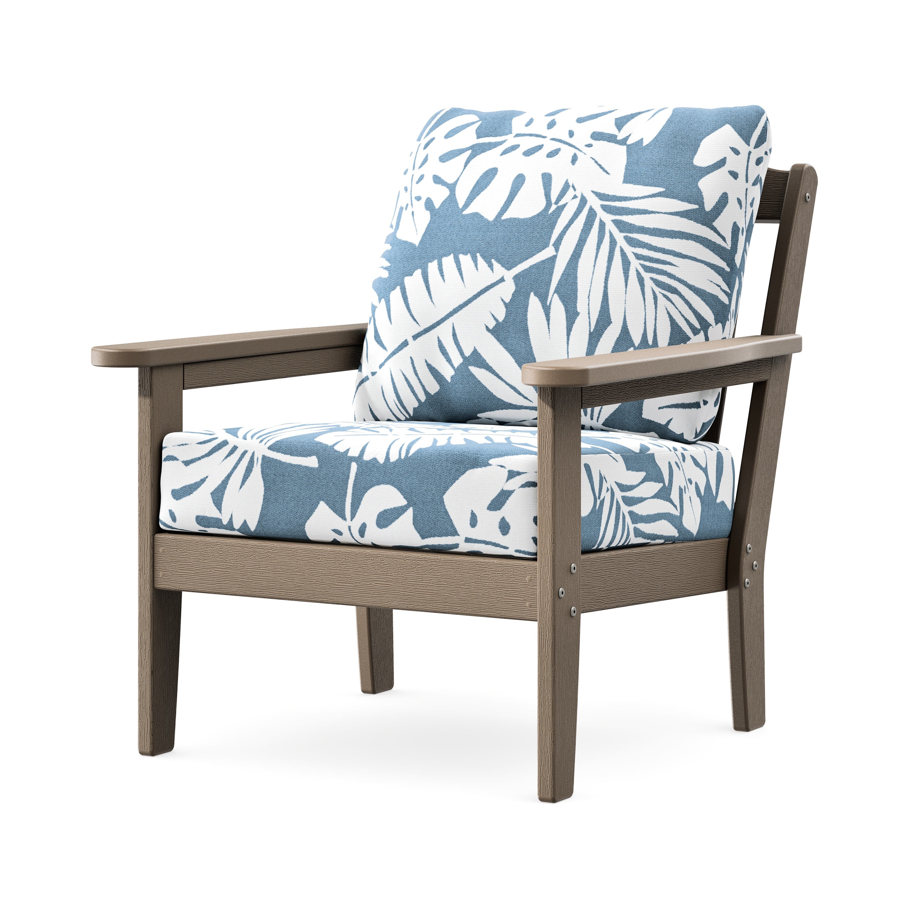 Cottage Deep Seating Chair in Vintage Sahara / Leaf Sky Blue