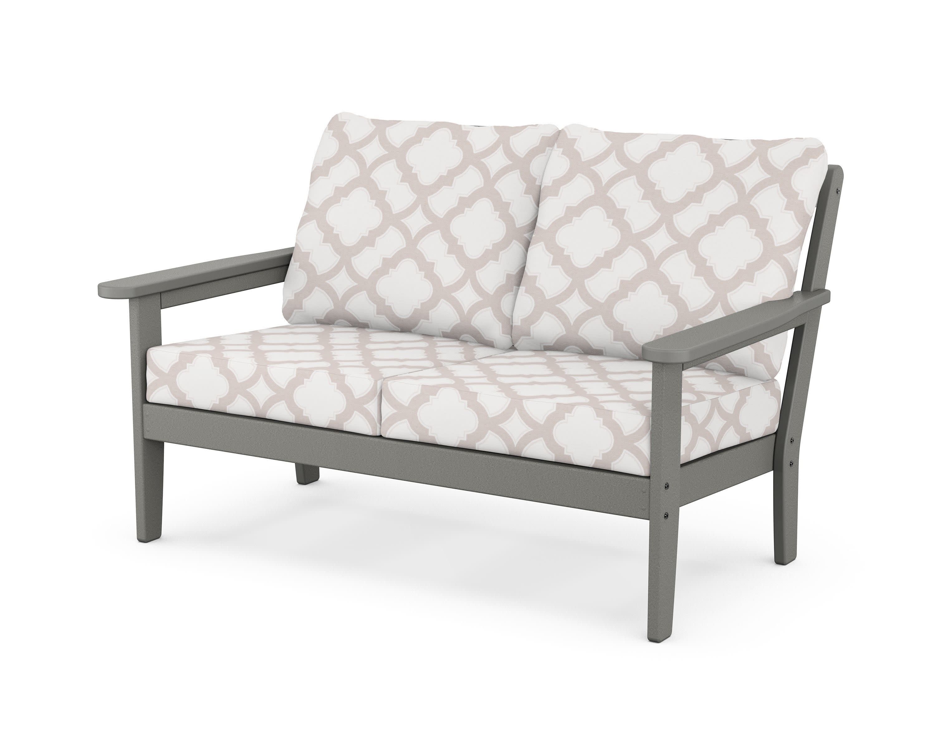 Cottage Deep Seating Loveseat in Slate Grey / Trellis Dune Burlap