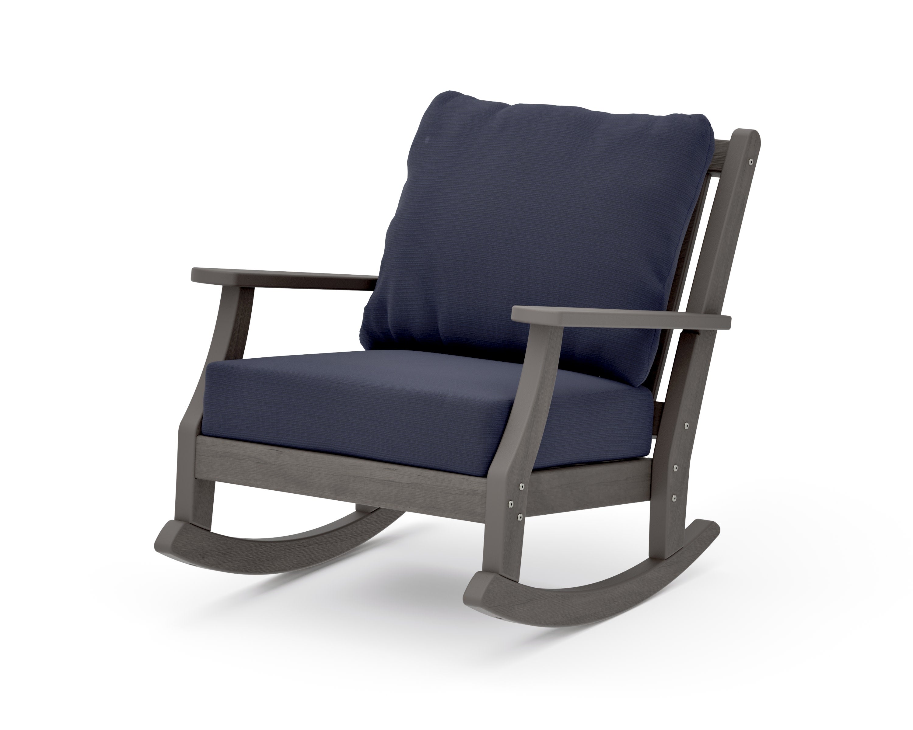 Wovendale Deep Seating Rocking Chair in Driftwood / Navy Linen