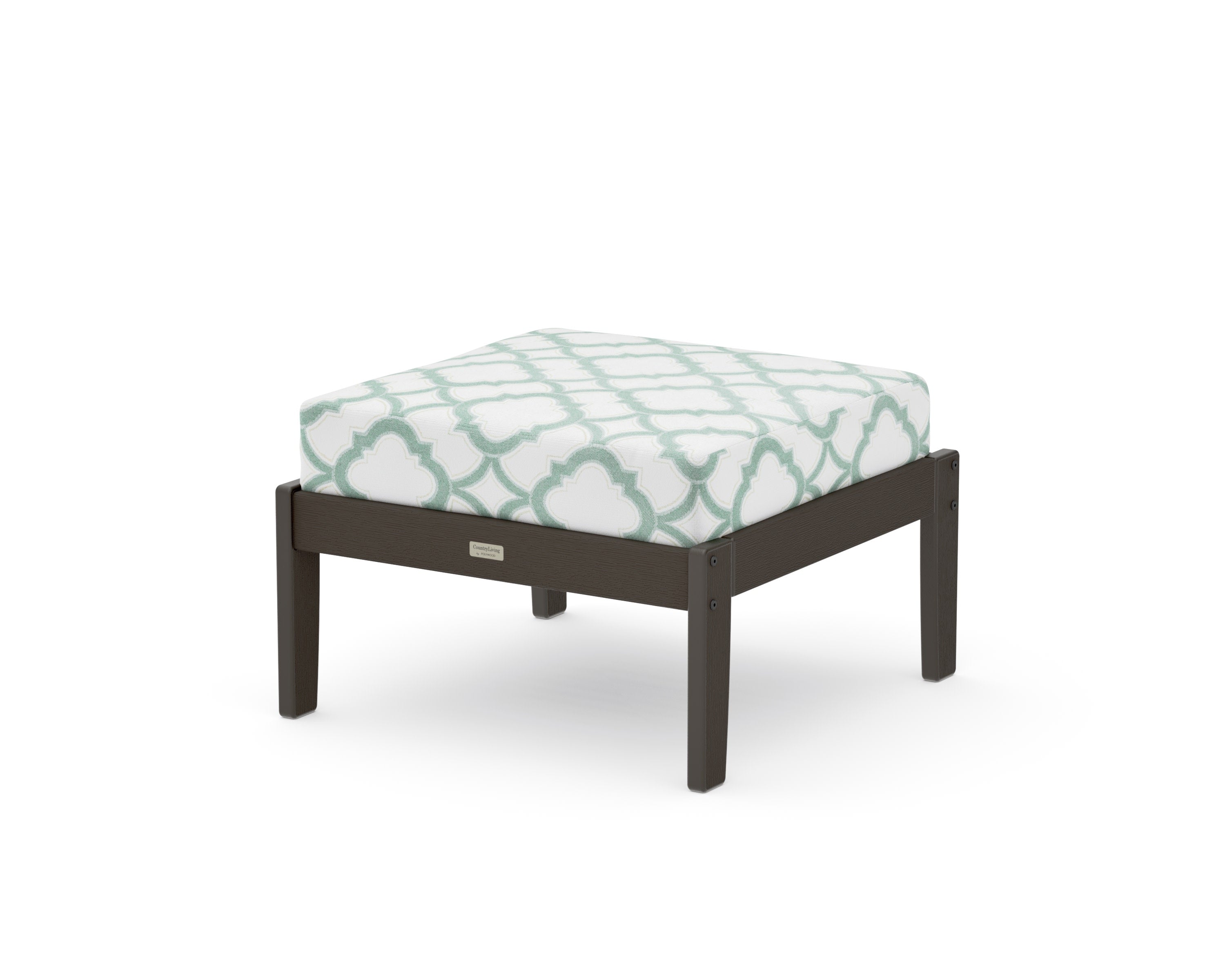 Cottage Deep Seating Ottoman in Vintage Coffee / Trellis Glacier Spa