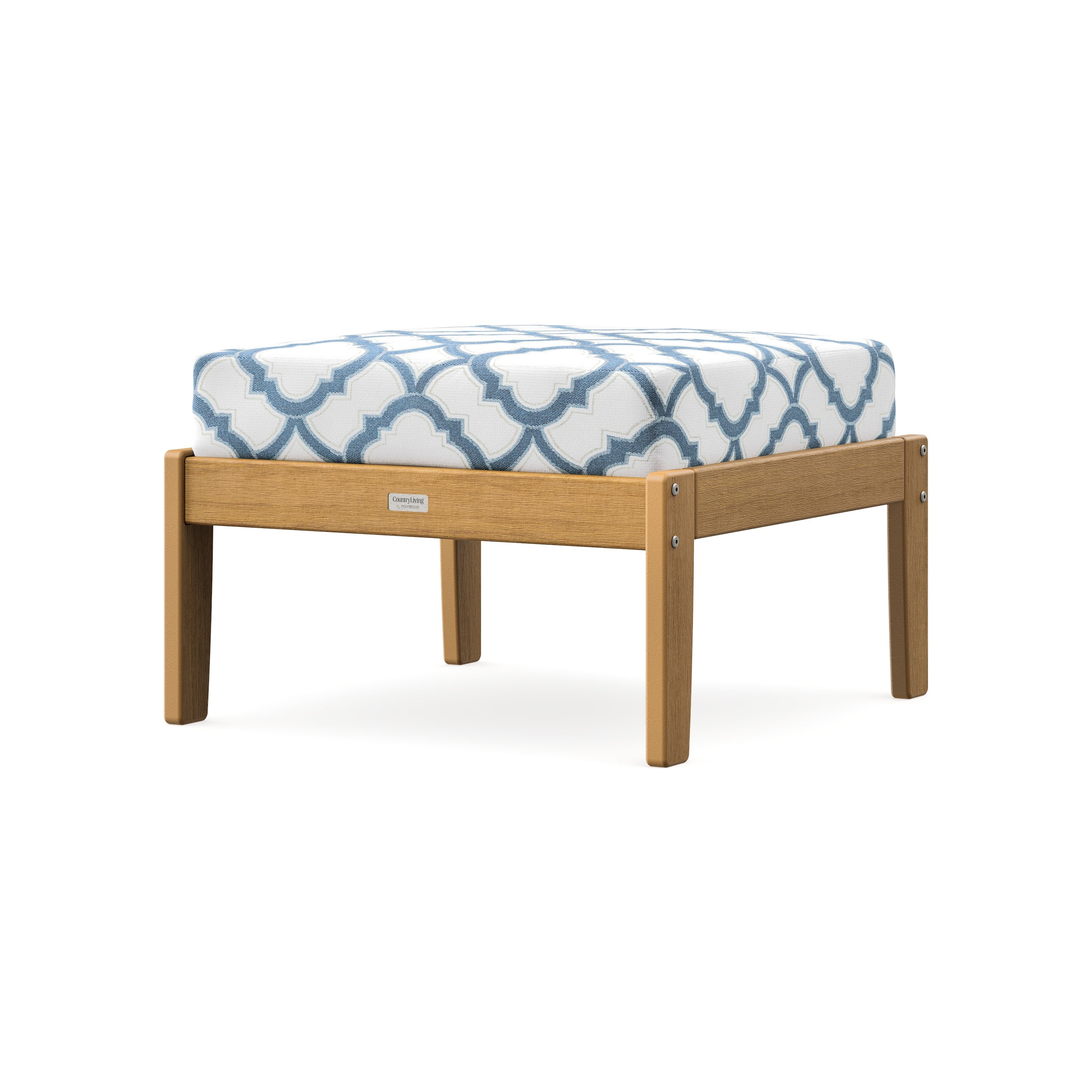 Cottage Deep Seating Ottoman in Natural / Trellis Sky Blue