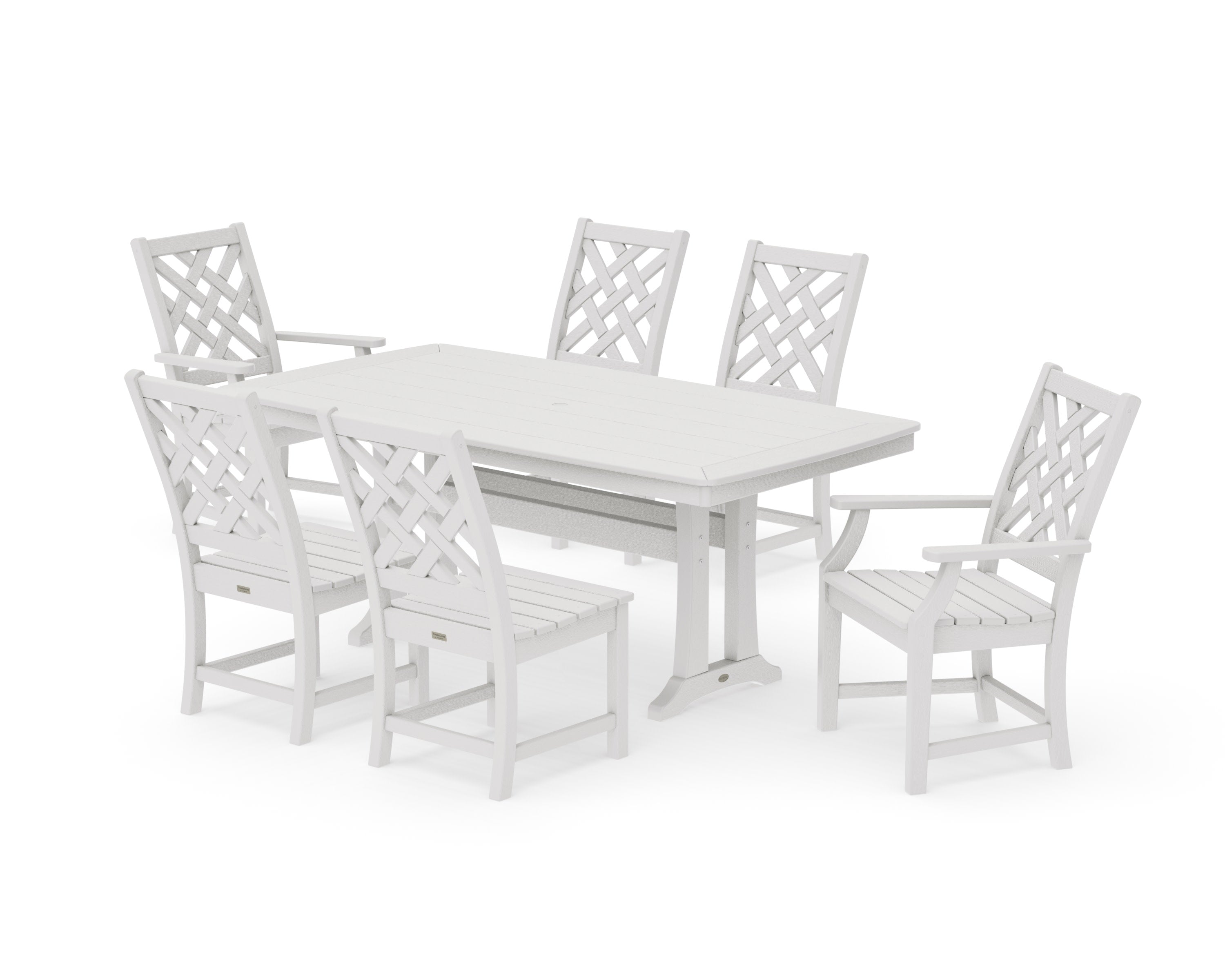 Wovendale 7-Piece Dining Set with Trestle Legs in Vintage White