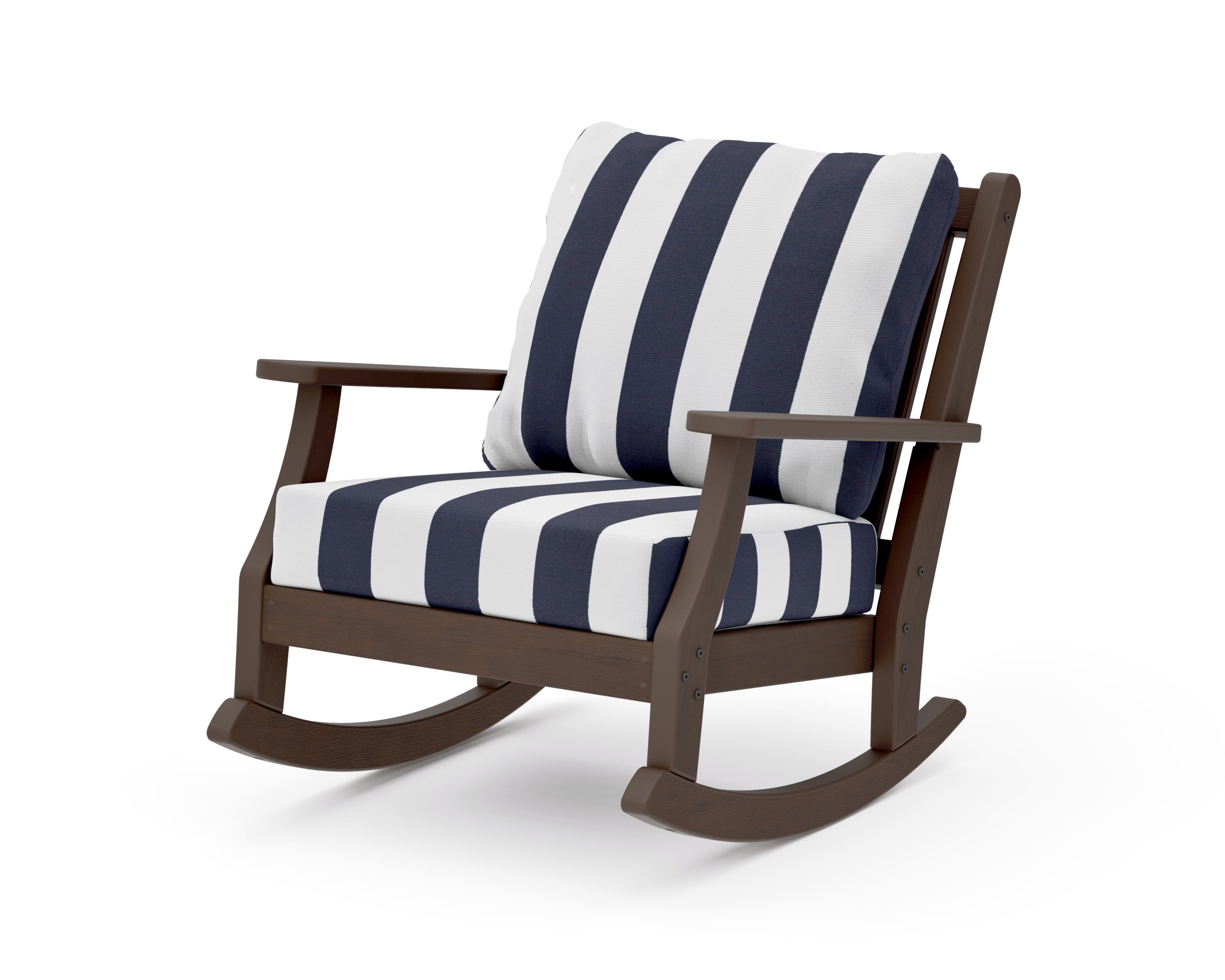 Wovendale Deep Seating Rocking Chair in Kona / Cabana Stripe Navy