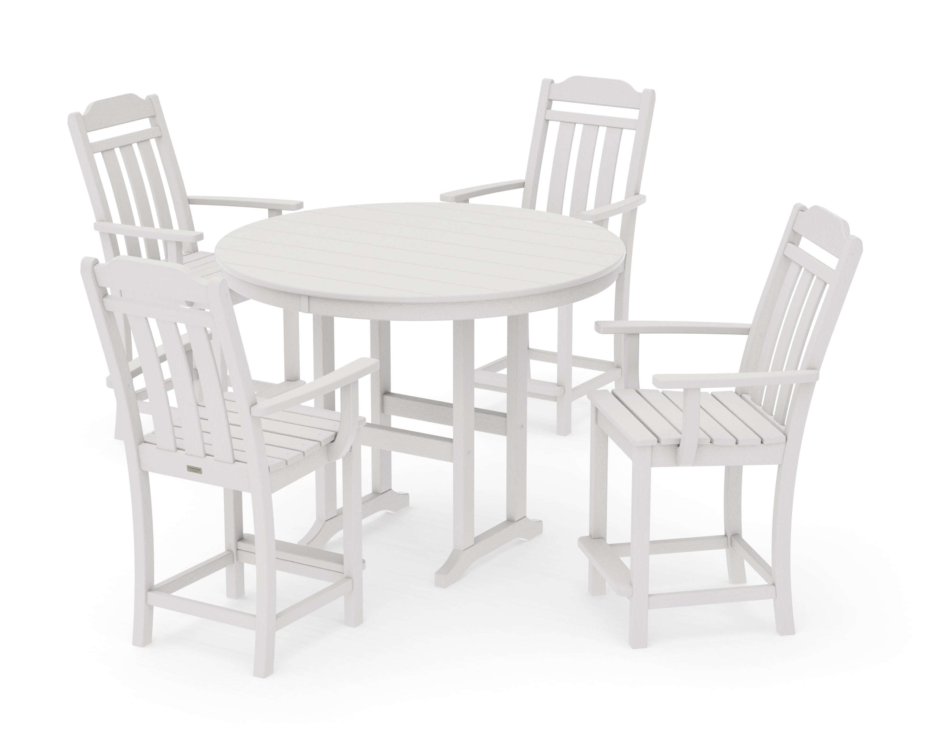 Cottage 5-Piece Round Farmhouse Counter Set in Vintage White