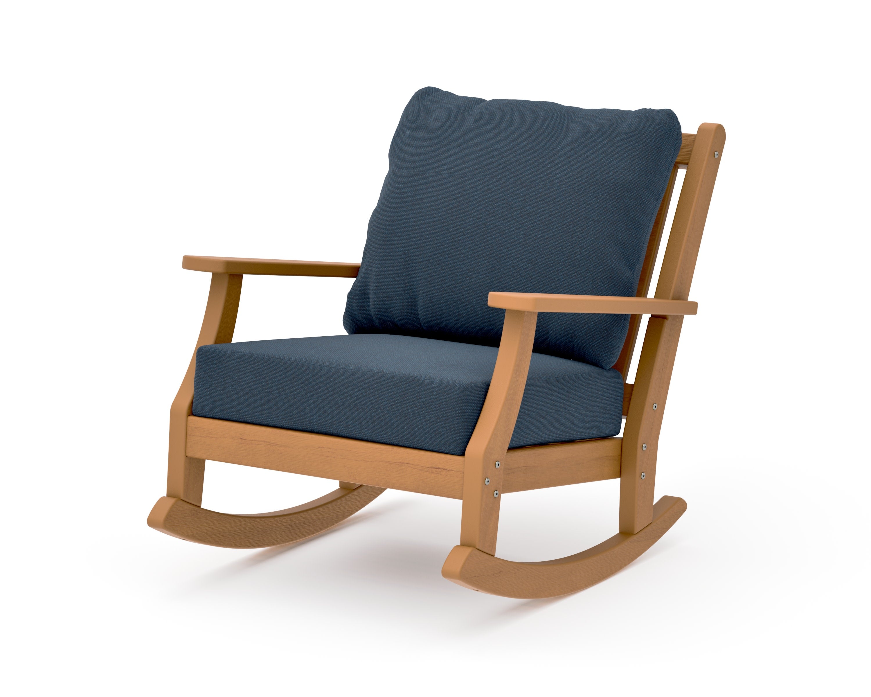 Wovendale Deep Seating Rocking Chair in Natural / Marine Indigo