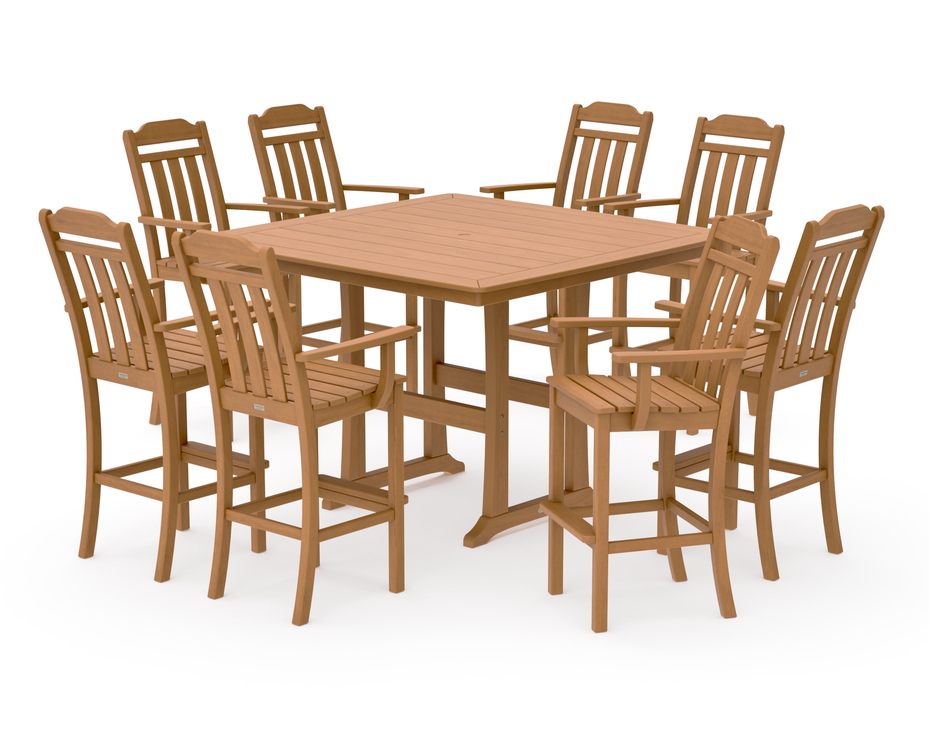Cottage 9-Piece Bar Set with Trestle Legs in Natural