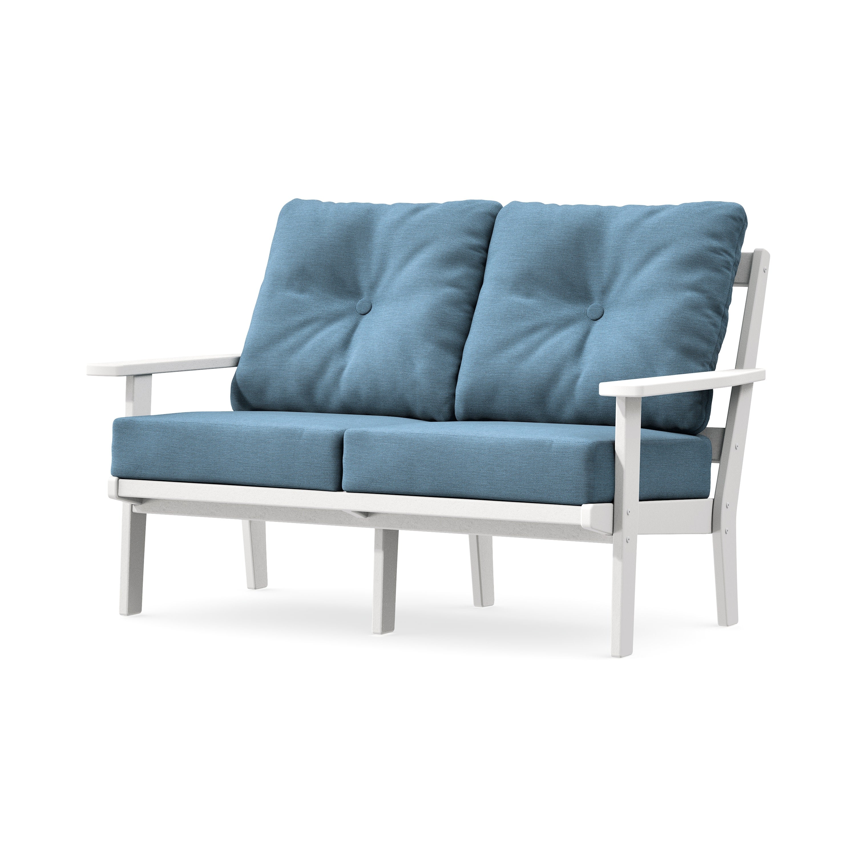 Prairie Deep SeatingLoveseat in White / Sky Blue