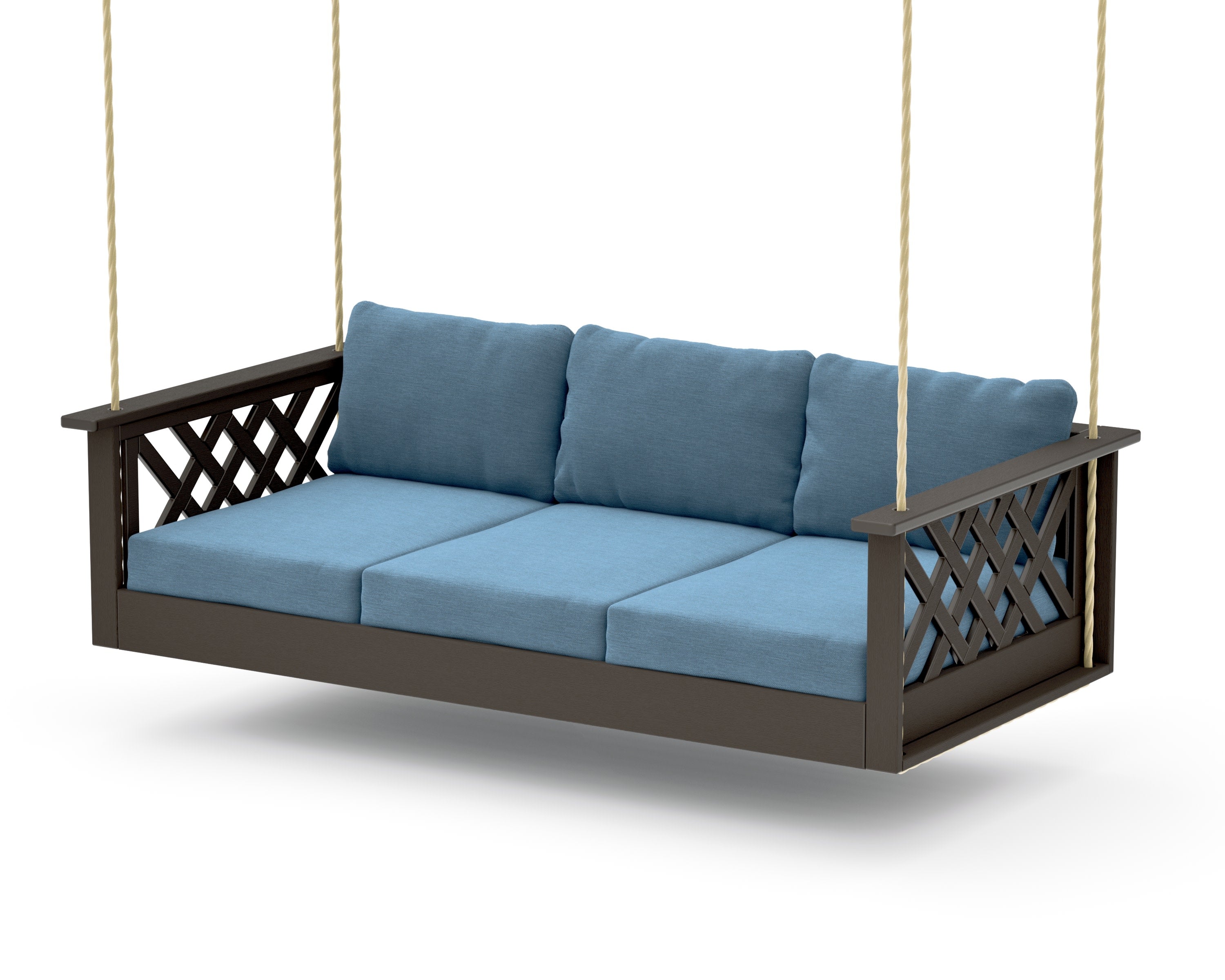 Wovendale Daybed Swing in Vintage Coffee / Sky Blue