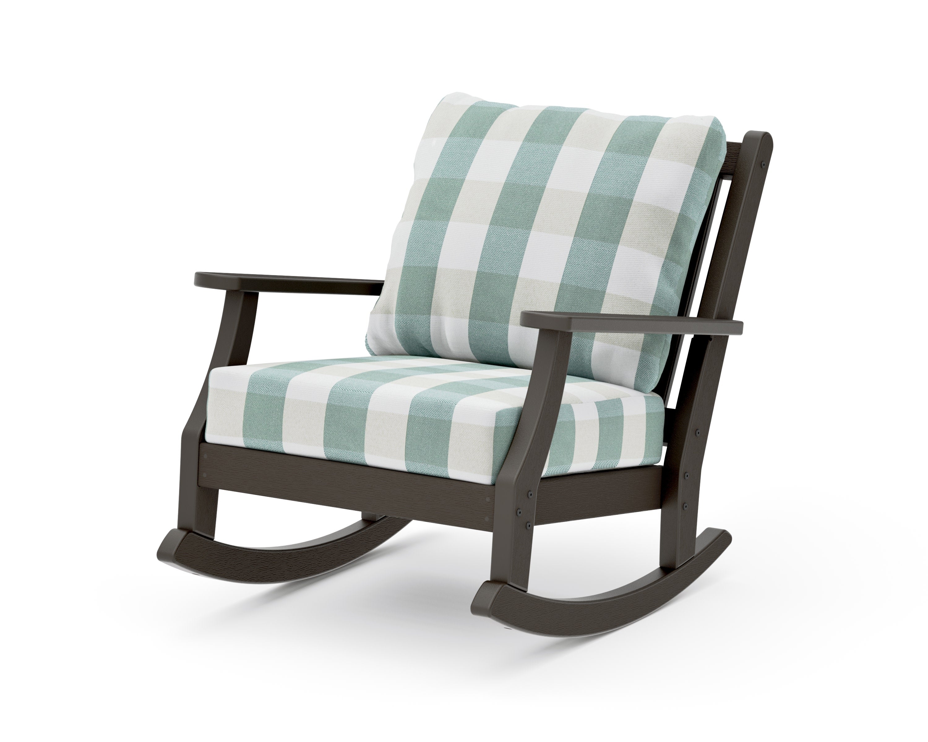 Wovendale Deep Seating Rocking Chair in Vintage Coffee / Buffalo Plaid Glacier Spa