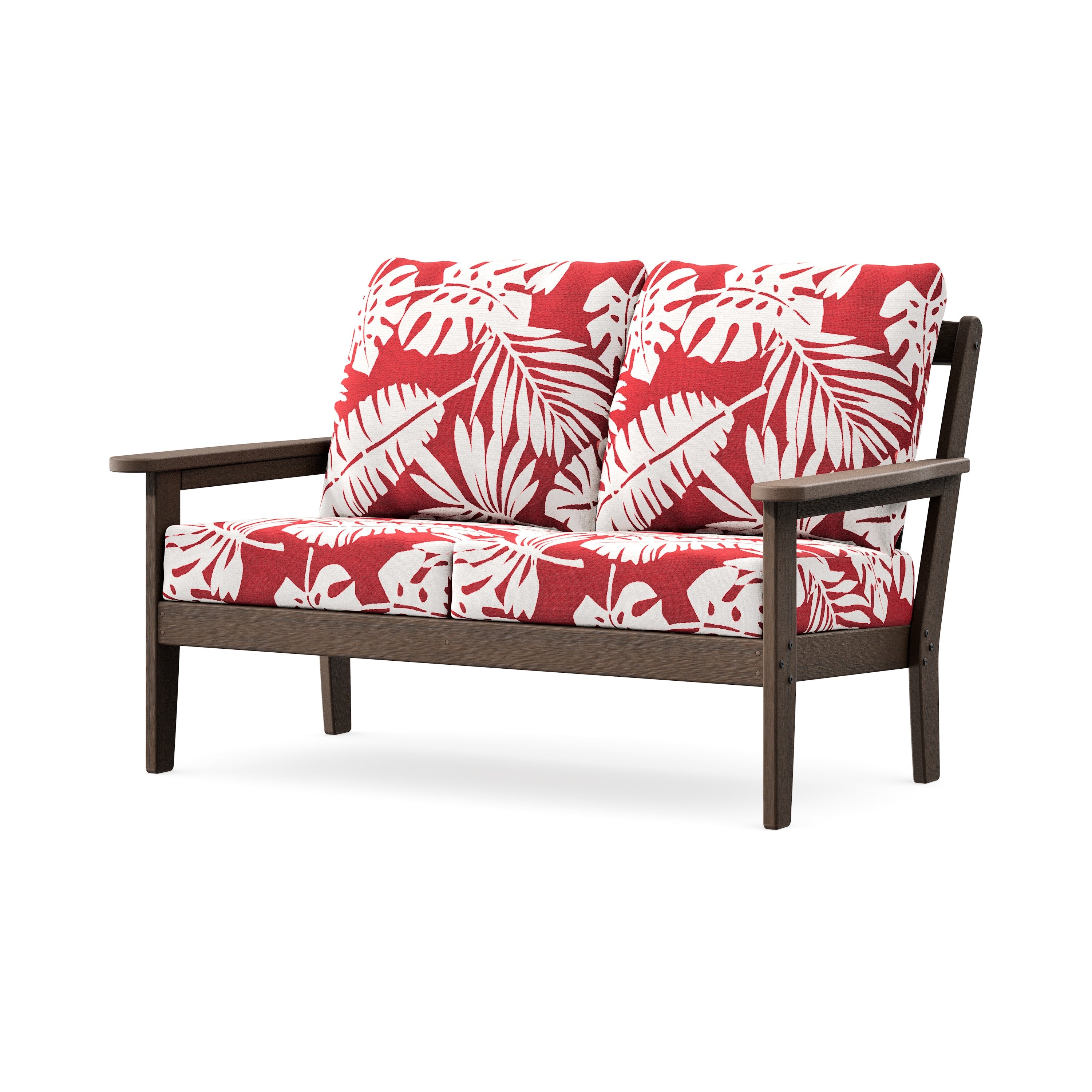 Cottage Deep Seating Loveseat in Kona / Leaf Crimson