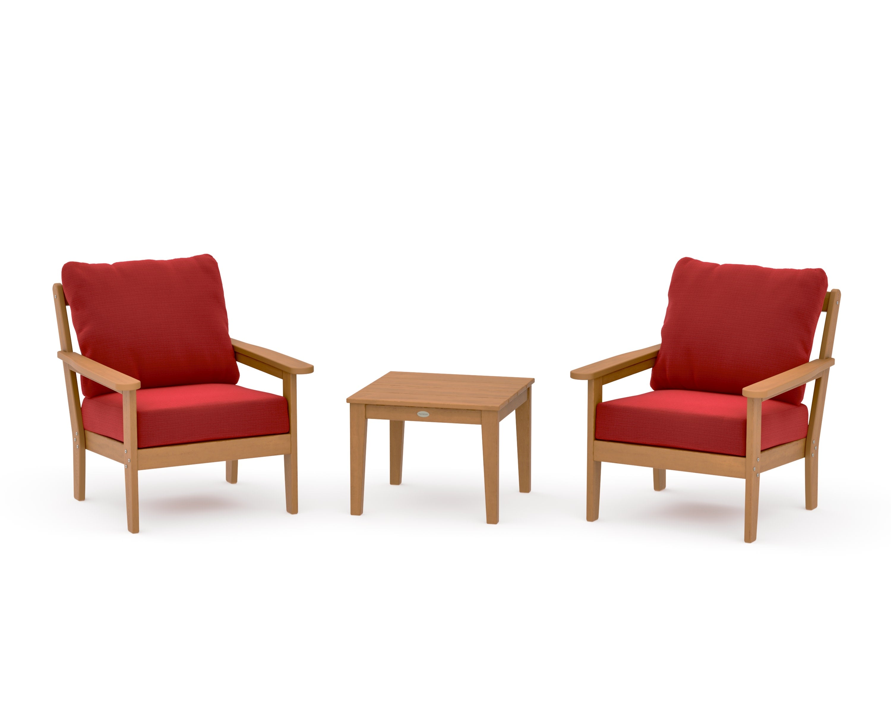Cottage 3-Piece Deep Seating Set in Natural / Crimson Linen