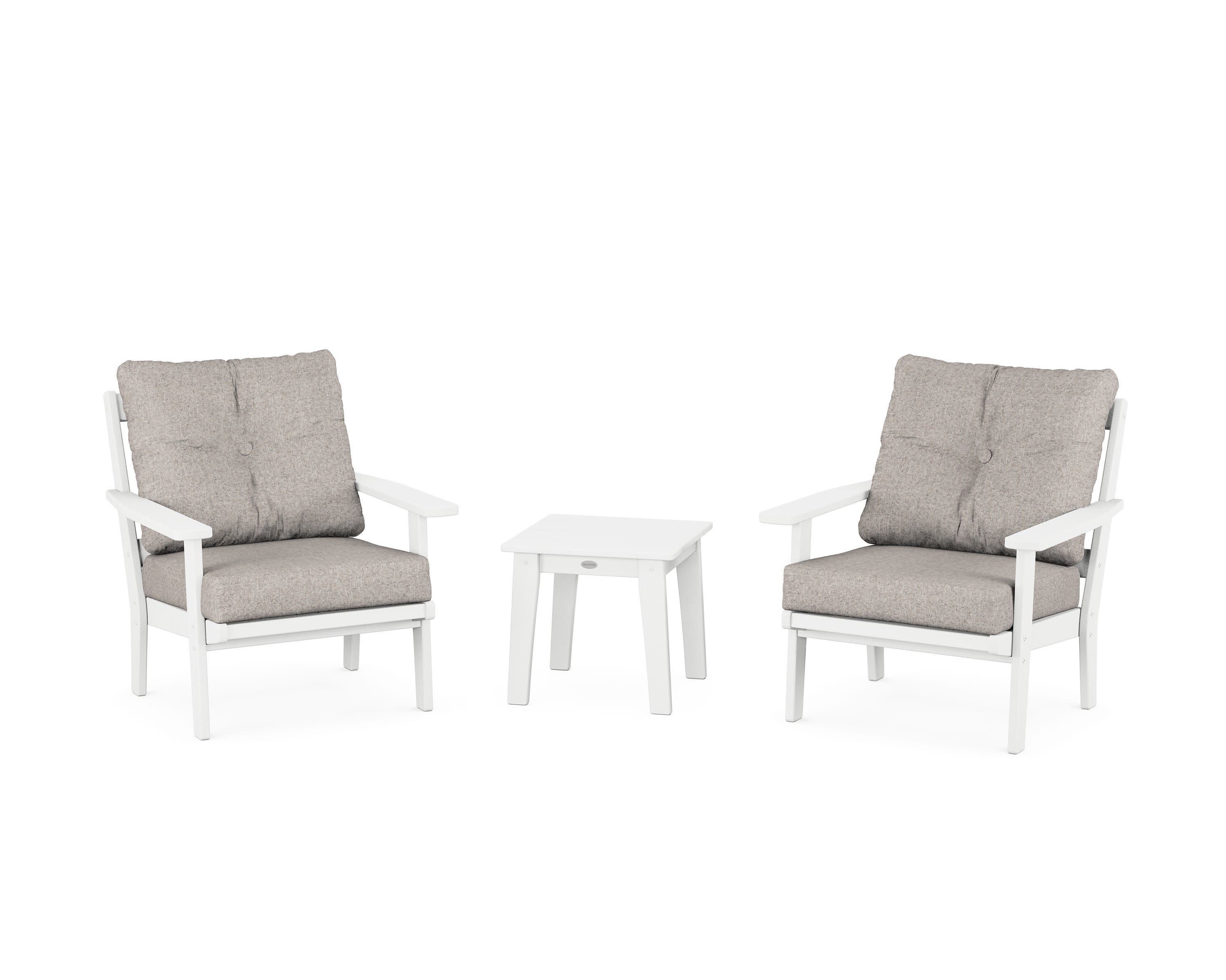 Prairie 3-Piece Deep Seating Set in White / Weathered Tweed