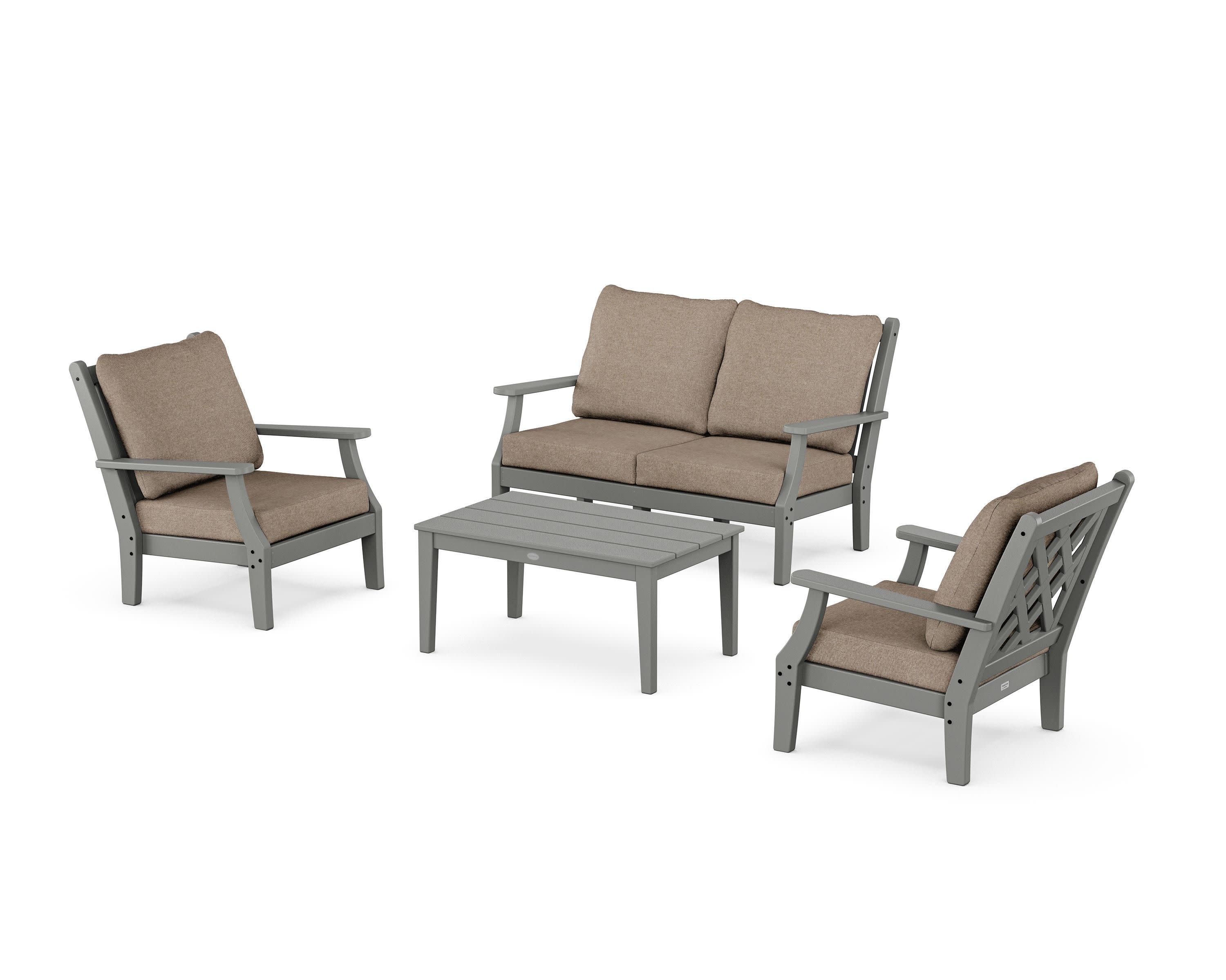 Wovendale 4-Piece Deep Seating Set with Loveseat in Slate Grey / Spiced Burlap