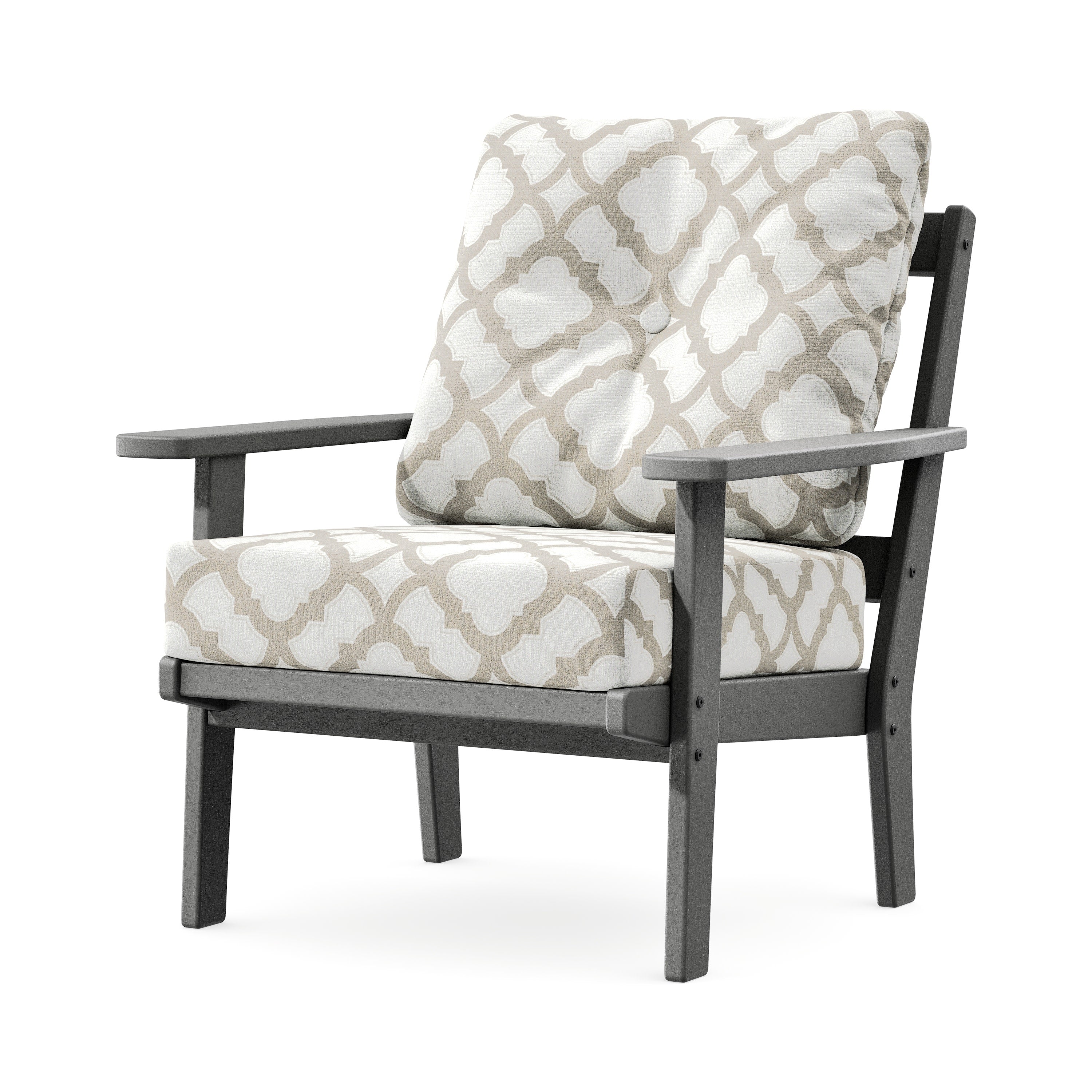 Prairie Deep Seating Chair in Slate Grey / Trellis Dune Burlap