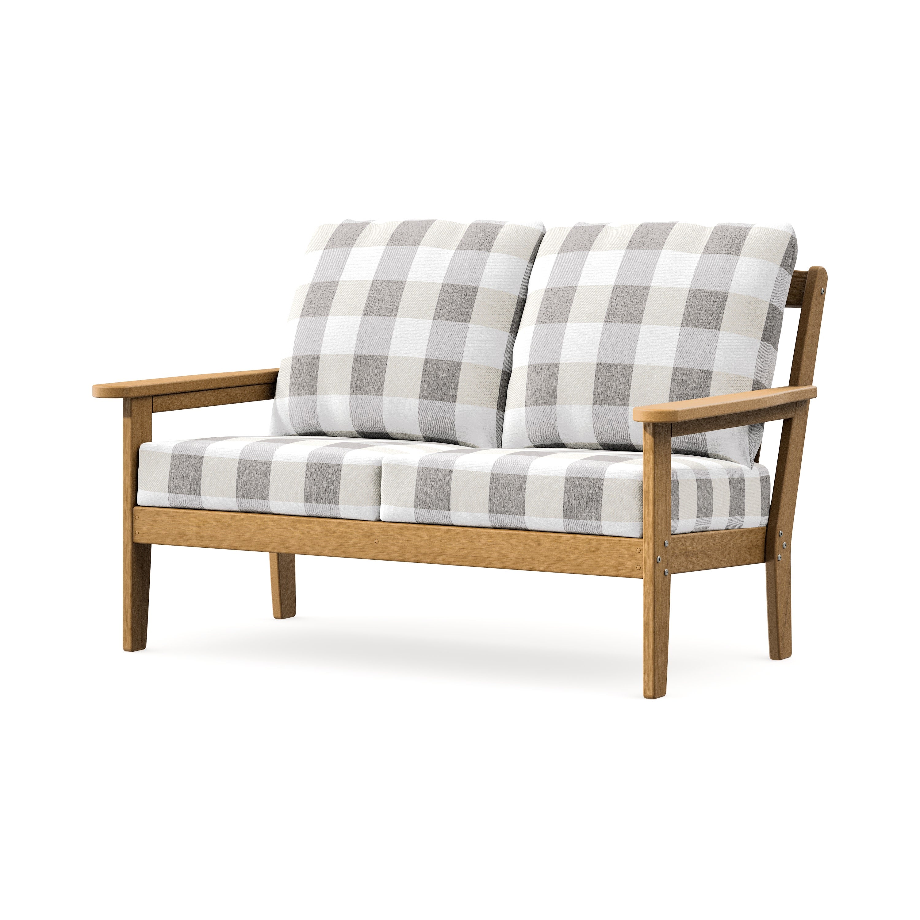 Cottage Deep Seating Loveseat in Natural / Buffalo Plaid Grey Mist