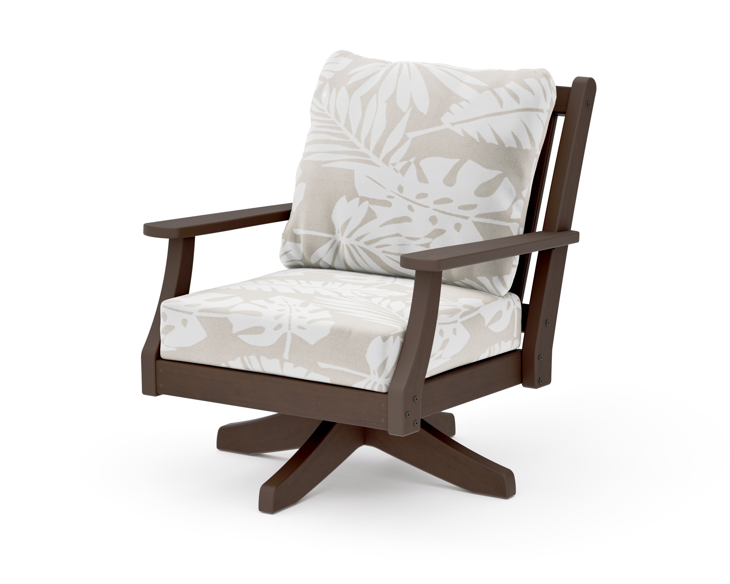 Wovendale Deep Seating Swivel Chair in Kona / Leaf Dune Burlap